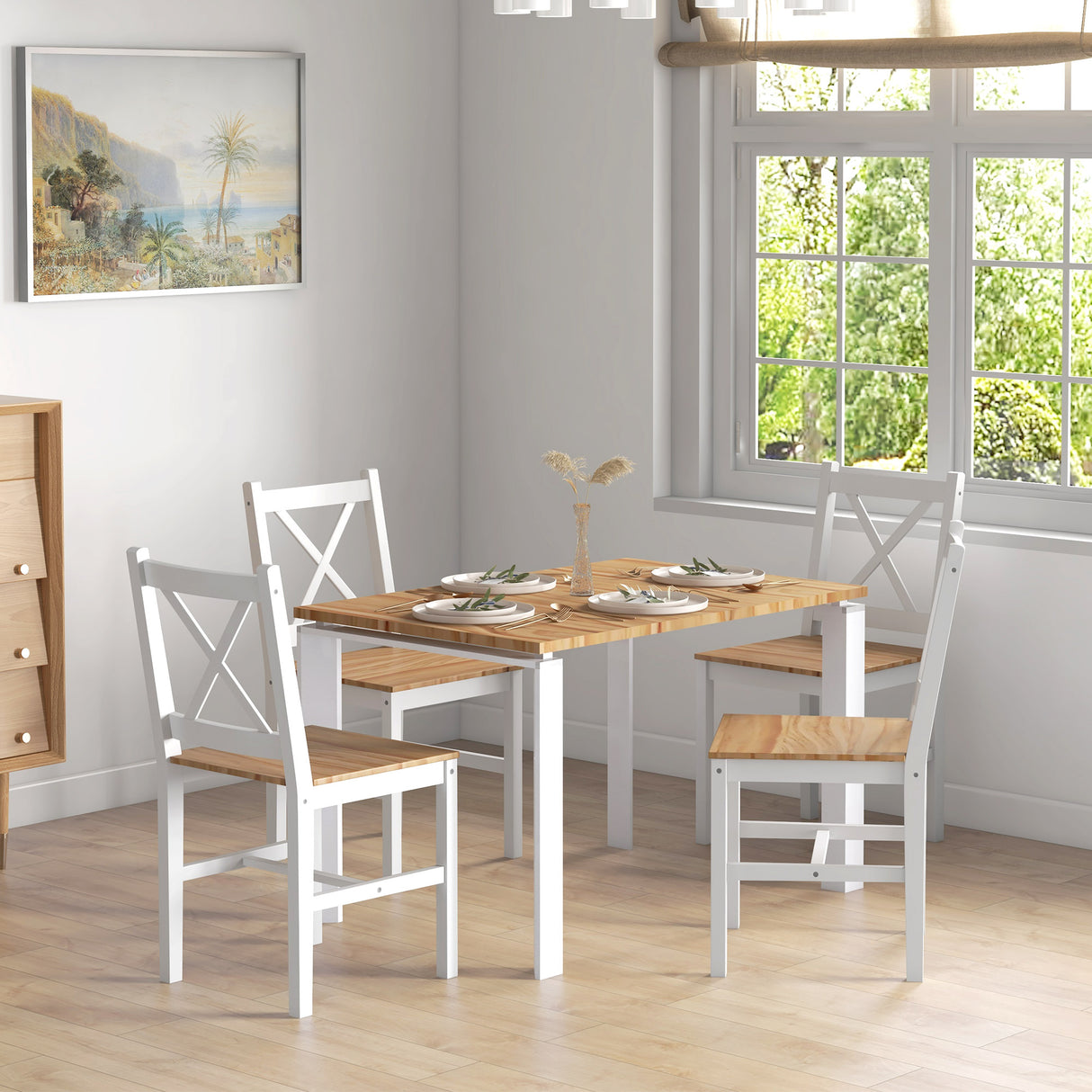 easycomfort easycomfort set 4 sedie per cucina e soggiorno con schienale a croce in legno di pino 41x46 5x86 cm