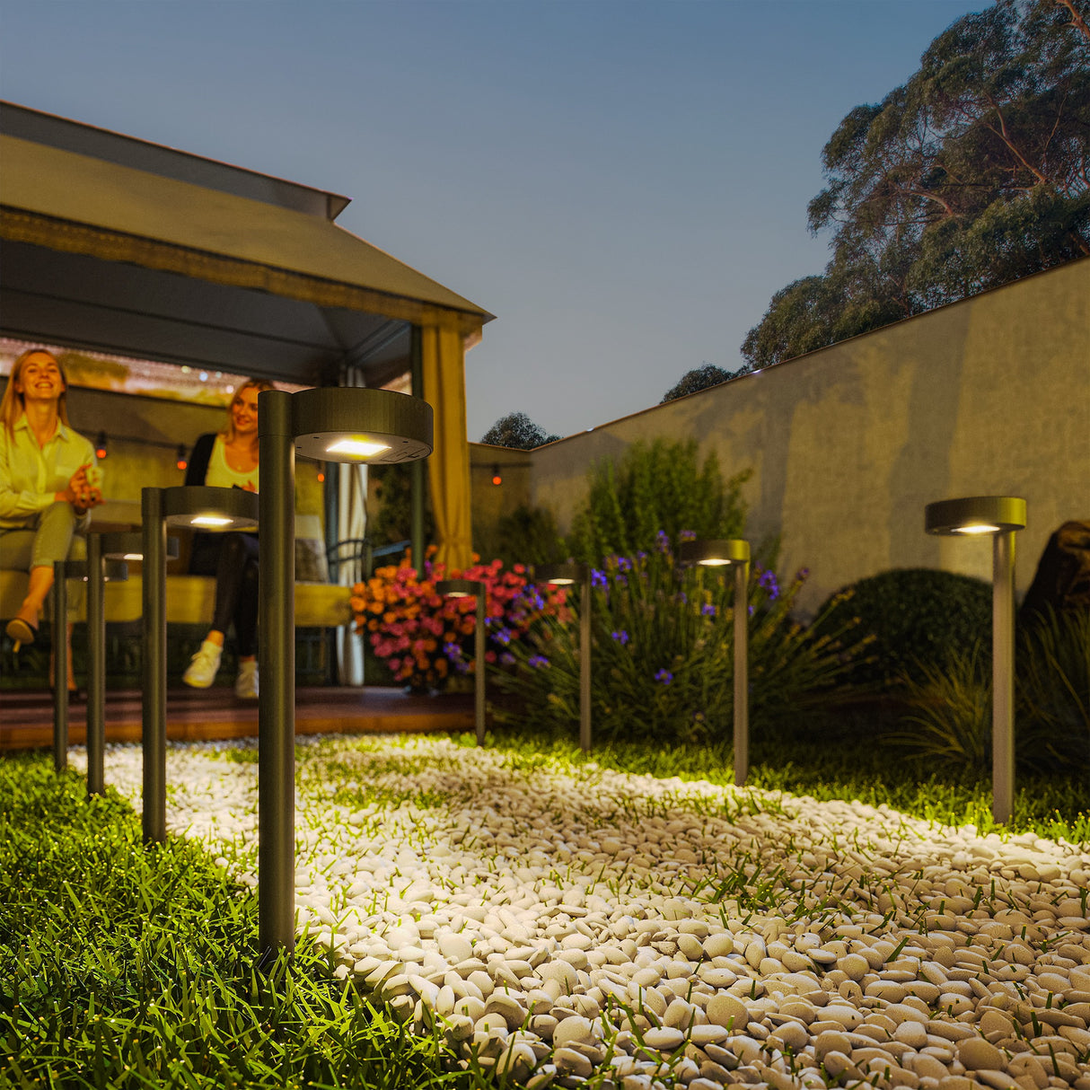 easycomfort easycomfort set 8 faretti da esterno a energia solare con illuminazione led a 3000k in pp ps e abs 12x10x46 cm nero