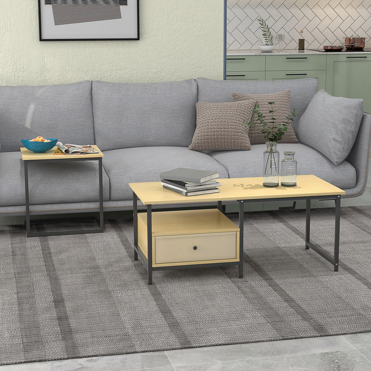 immagine-2-easycomfort-easycomfort-set-da-2-pezzi-con-tavolino-da-caffe-e-tavolino-laterale-a-c-in-acciaio-e-truciolato-color-legno