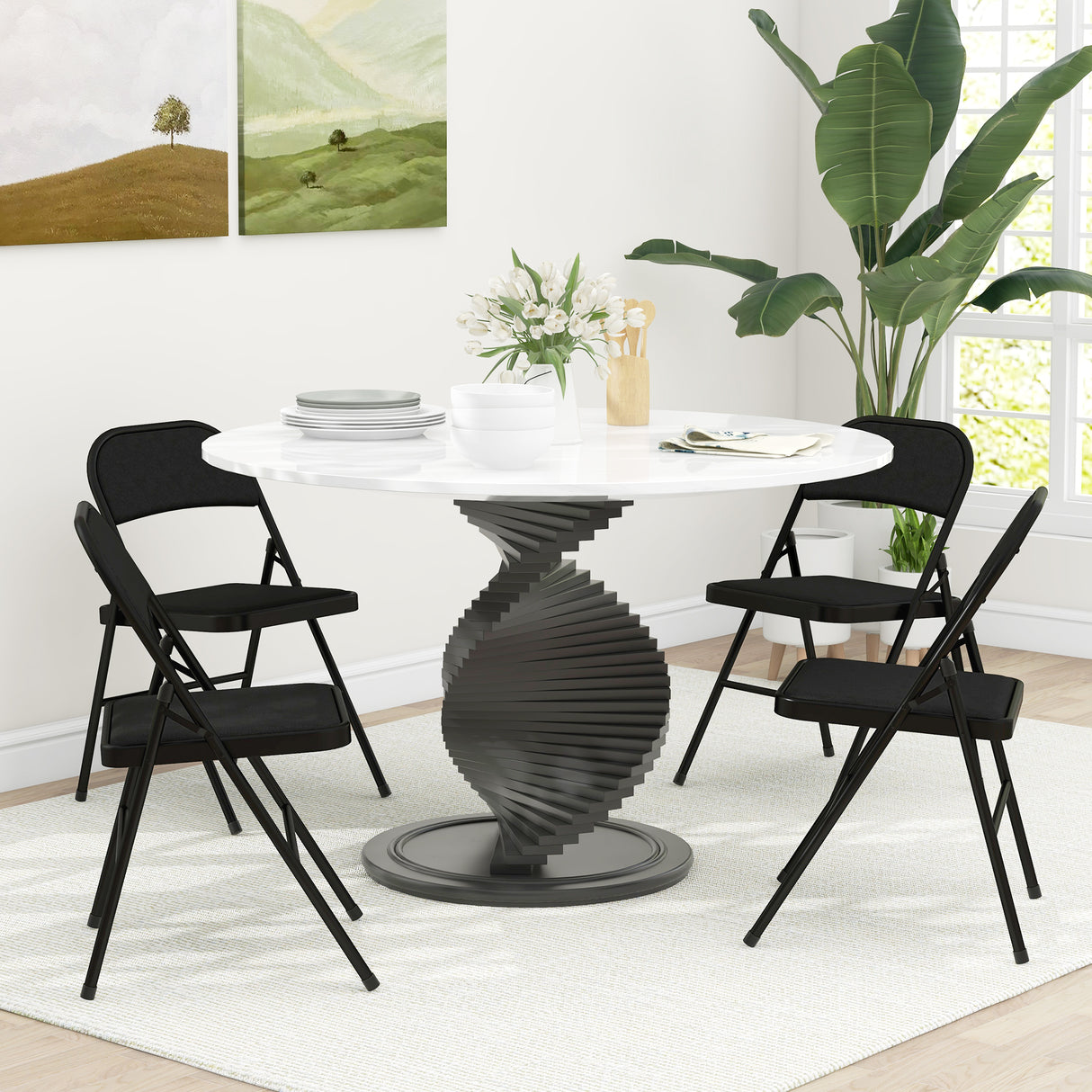 easycomfort easycomfort set di 4 sedie pieghevoli con seduta imbottita in poliestere e struttura in acciaio nero