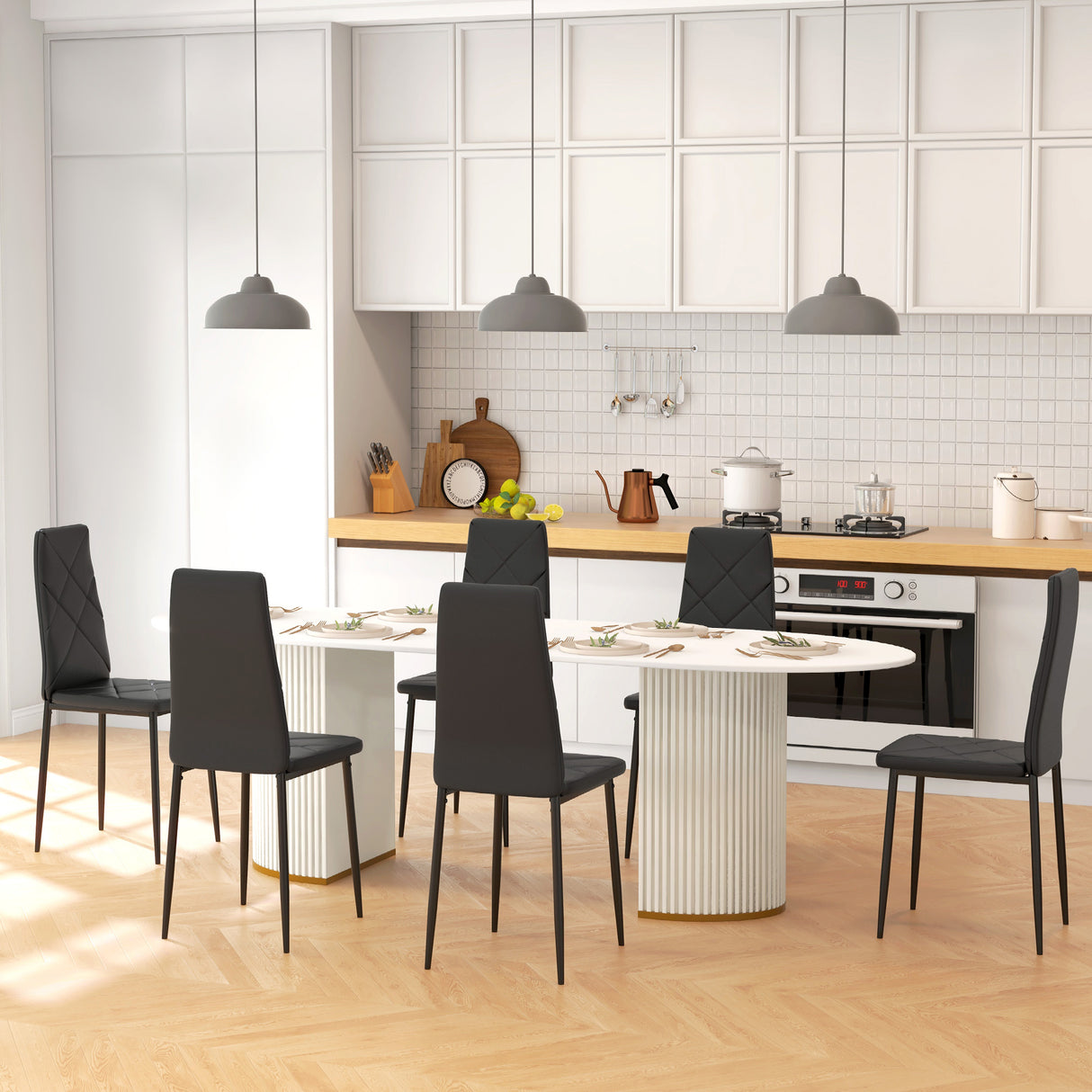 easycomfort easycomfort set di 6 sedie da pranzo moderne con schienale alto in finta pelle e acciaio 41x50x97 cm nero