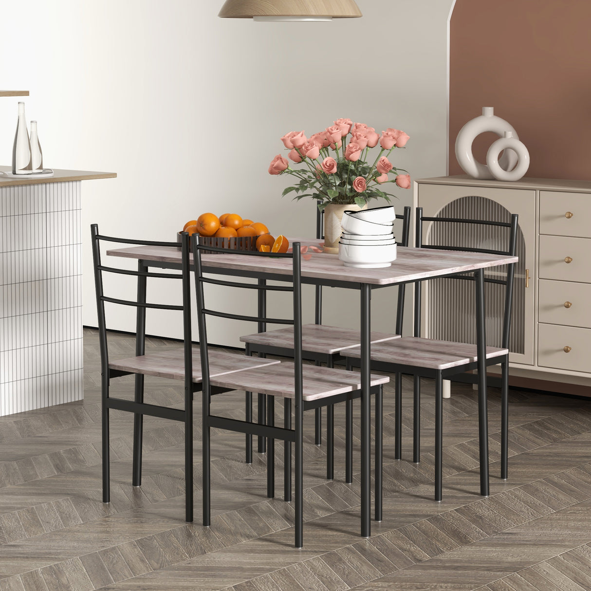 easycomfort easycomfort set tavolo e sedie 5 pezzi salvaspazio con tavolo da cucina rettangolare e 4 sedie moderne in mdf e acciaio