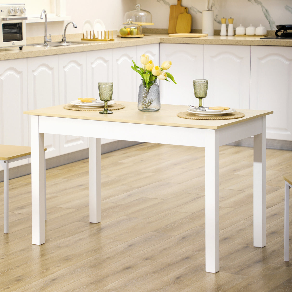 easycomfort easycomfort tavolo da pranzo 4 6 posti design moderno per cucina e soggiorno 119x70x75cm bianco e legno