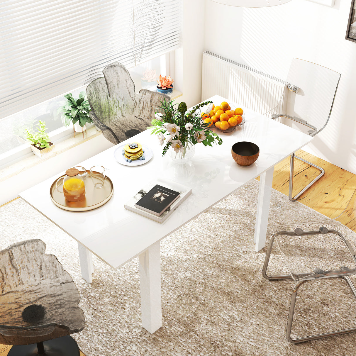 easycomfort easycomfort tavolo da pranzo allungabile per 4 6 persone con pannelli a ribalta in legno 120 160x80x78 cm bianco