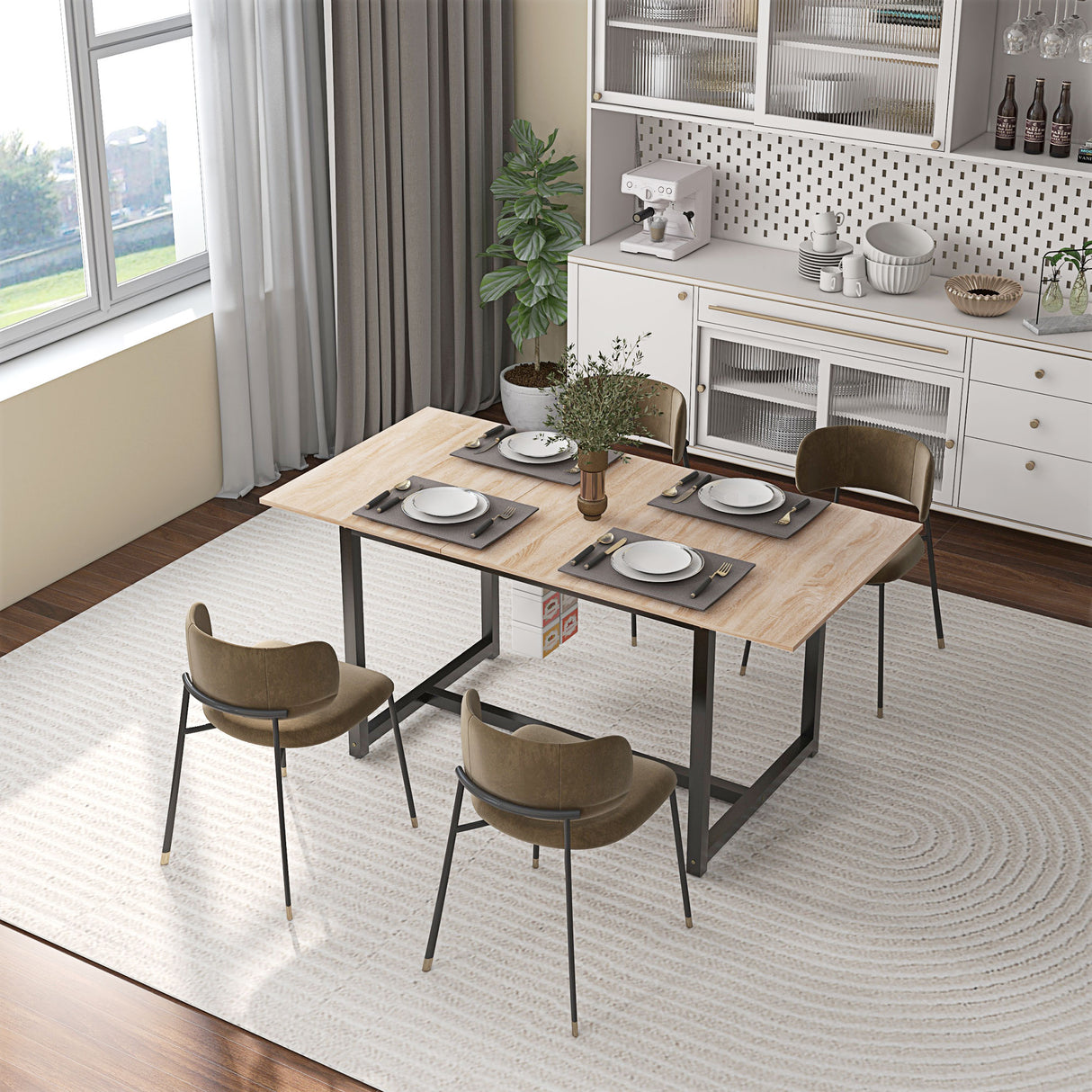 easycomfort easycomfort tavolo da pranzo allungabile per 4 6 persone stile industriale in legno e acciaio 120 160x80x75 5cm