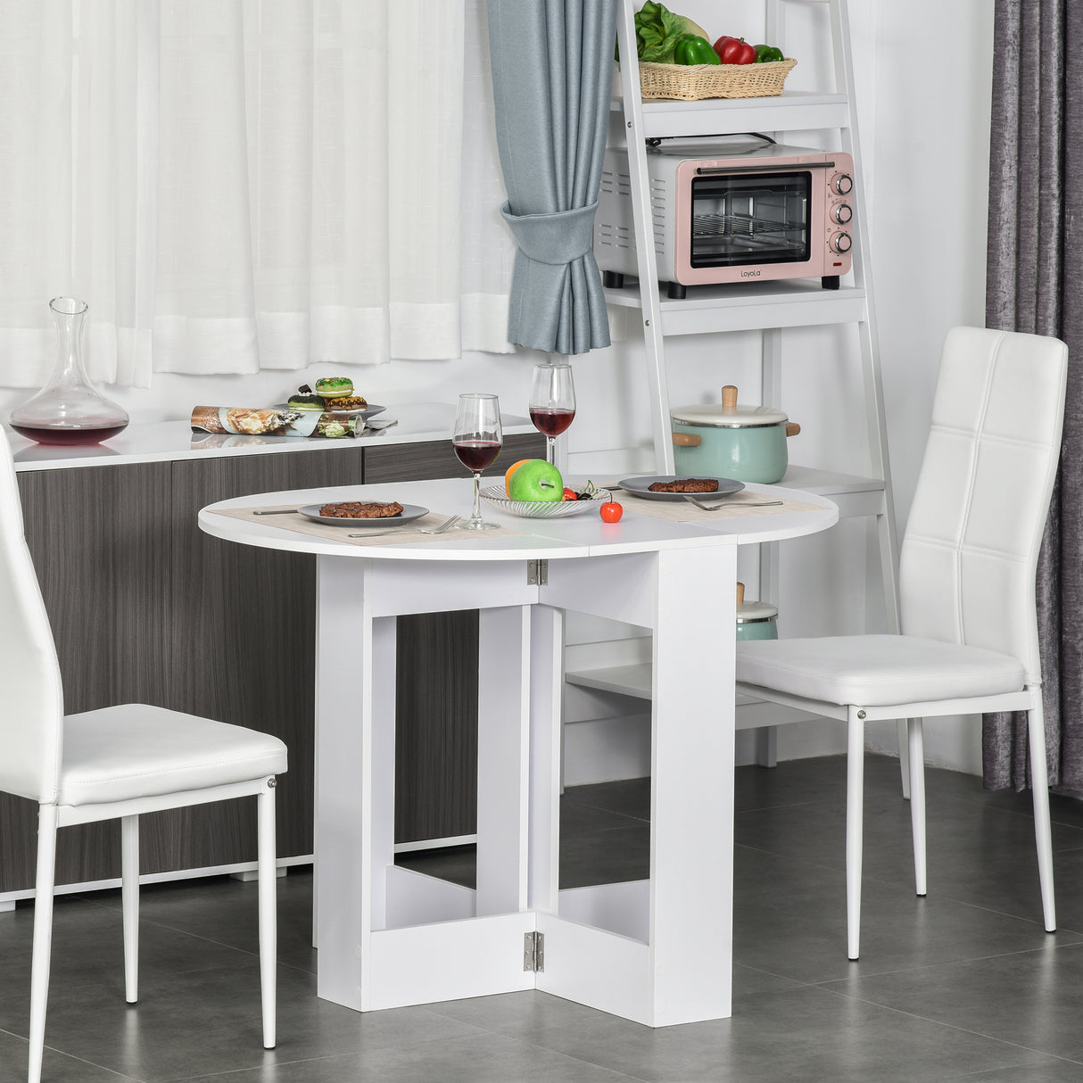 easycomfort easycomfort tavolo pieghevole da pranzo a 2 ribalte tavolo da pranzo allungabile in legno salvaspazio per cucina e soggiorno 104x76x73 7 cm bianco ean 8054111848039