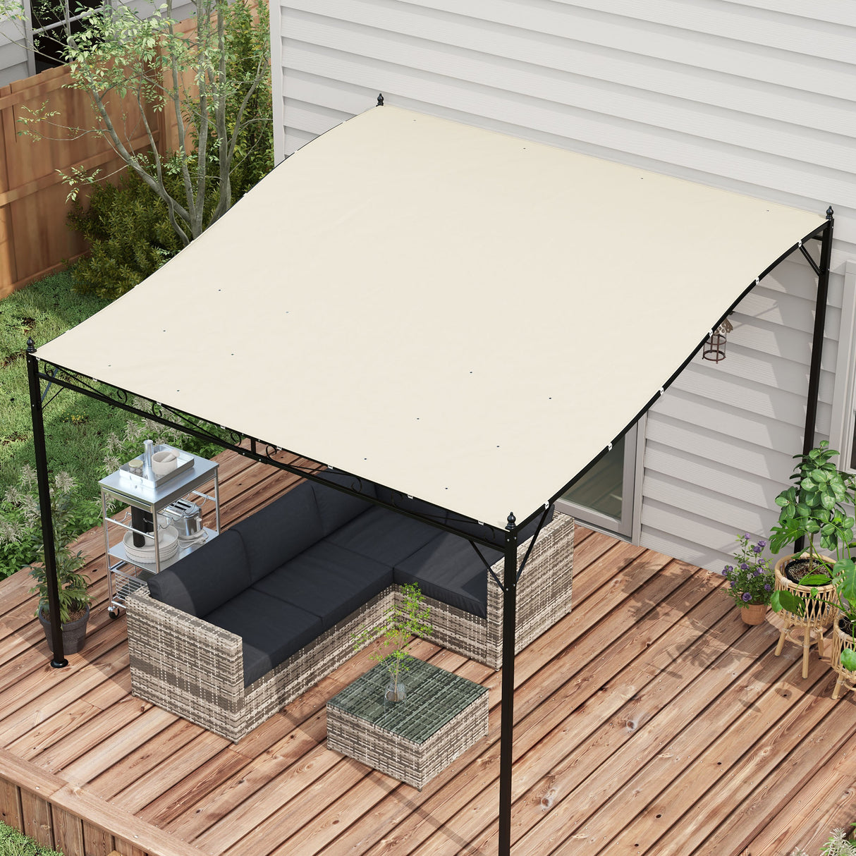 easycomfort easycomfort telo di ricambio per pergola da giardino 2 5x3 m con 8 fori di drenaggio in poliestere 297x243 cm beige