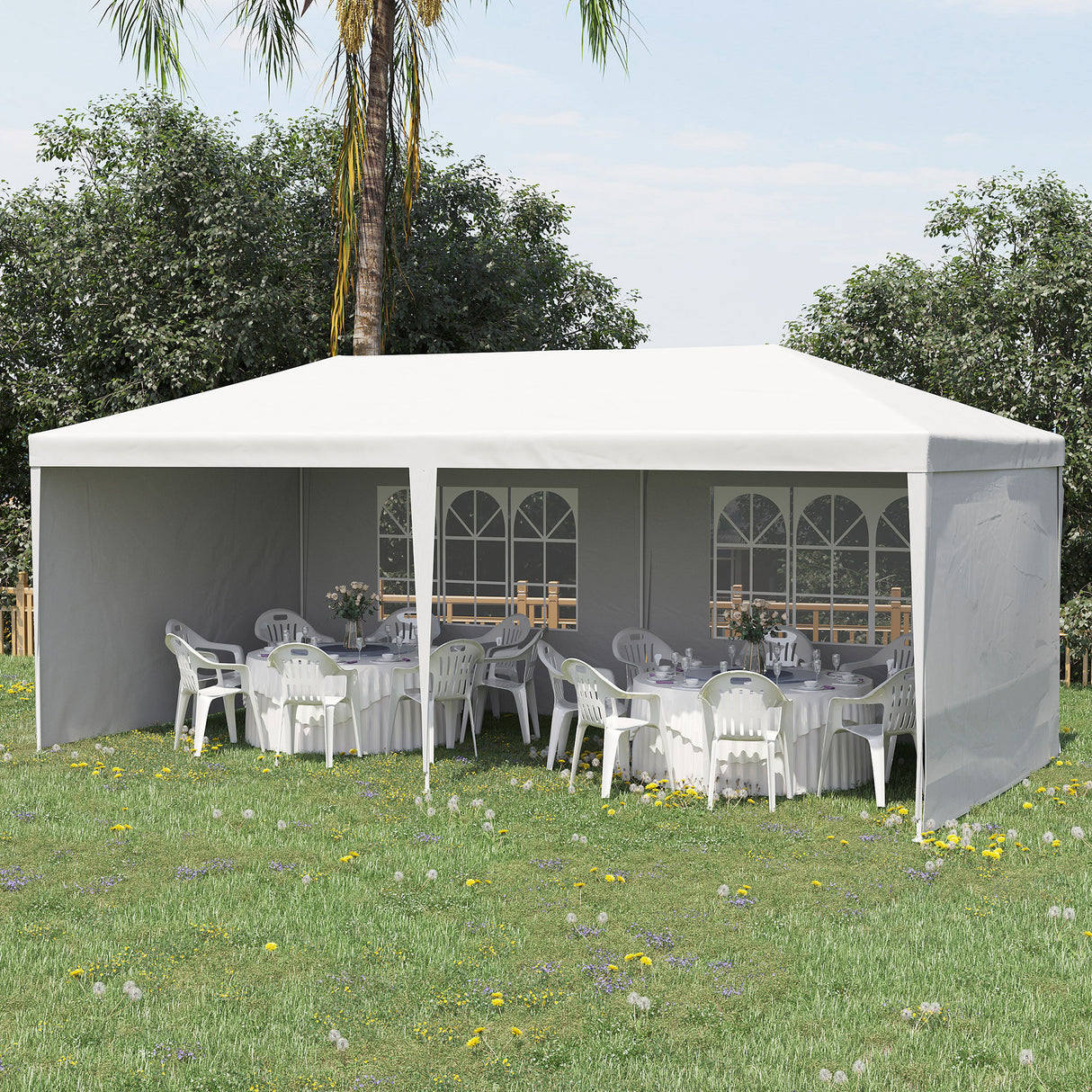 easycomfort easycomfort tendone da giardino pieghevole per feste ed eventi con pannelli rimovibili 5 83x2 95 m bianco