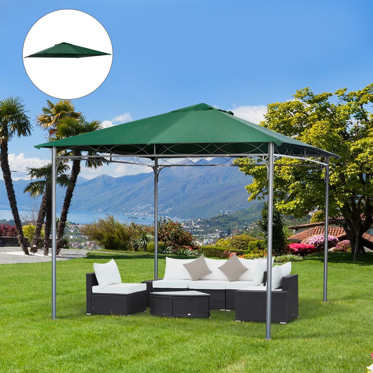 easycomfort easycomfort tetto di ricambio per gazebo da giardino 3x3m in poliestere verde