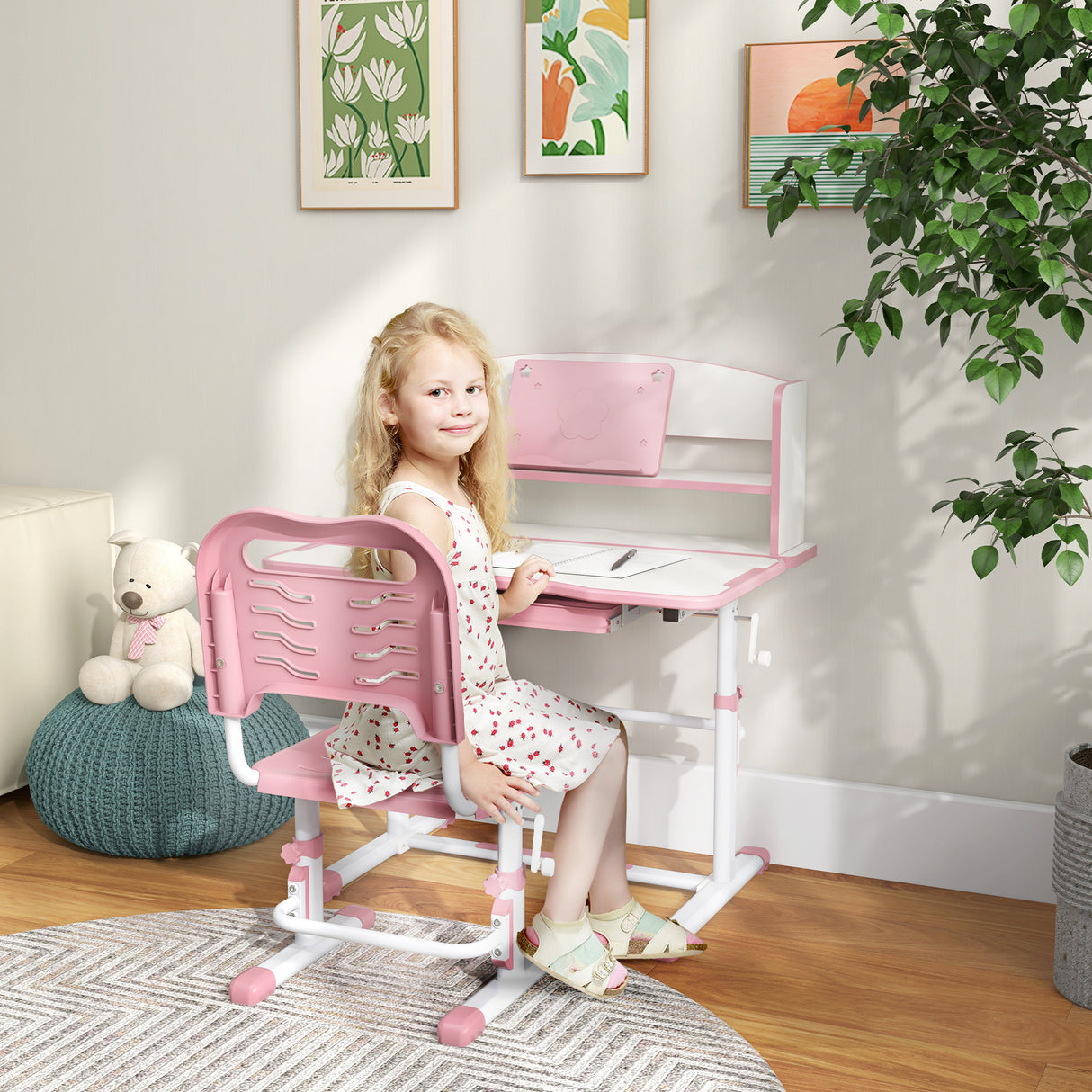easycomfort easycomfortzonekiz set scrivania per bambini con sedia regolabile in altezza e piano inclinabile eta 6 12 anni rosa
