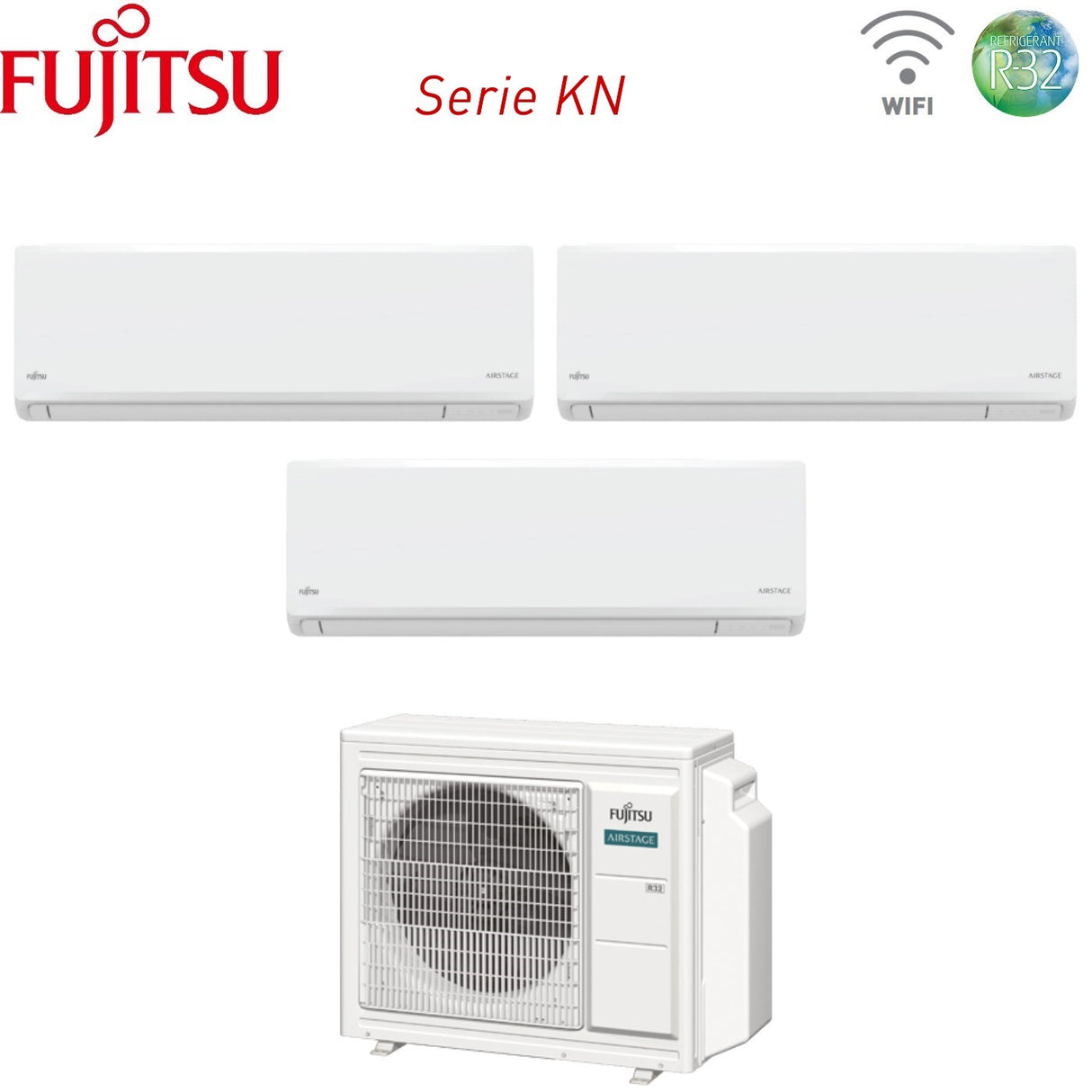 fujitsu condizionatore fujitsu trial split inverter kn airstage 7712 con aoeg24kbca3 r 32 wi fi integrato