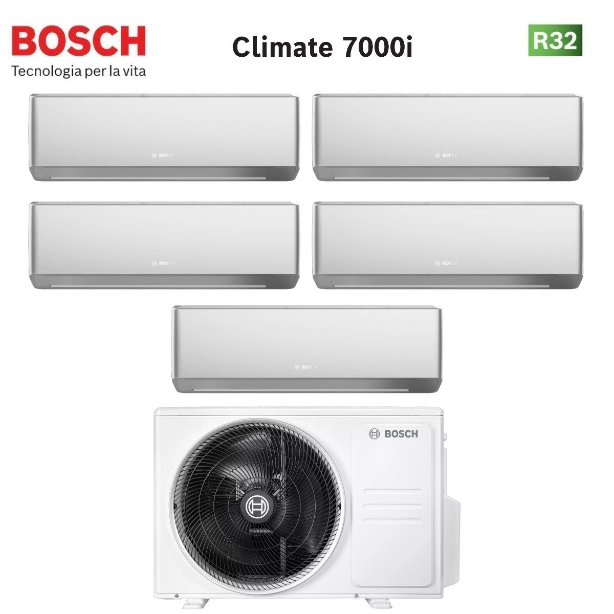 junkers bosch condizionatore penta split bosch climate 7000i silver 77799 con 5000m 1054 e r 32 wi fi integrato