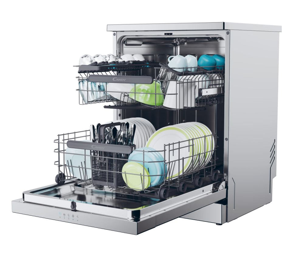 lavastoviglie a libera installazione candy rapido cf 4e7l0x 14 coperti classe e a81 8xl59 7xp59 8 acciaio inossidabile controllo remoto wi fi + ble