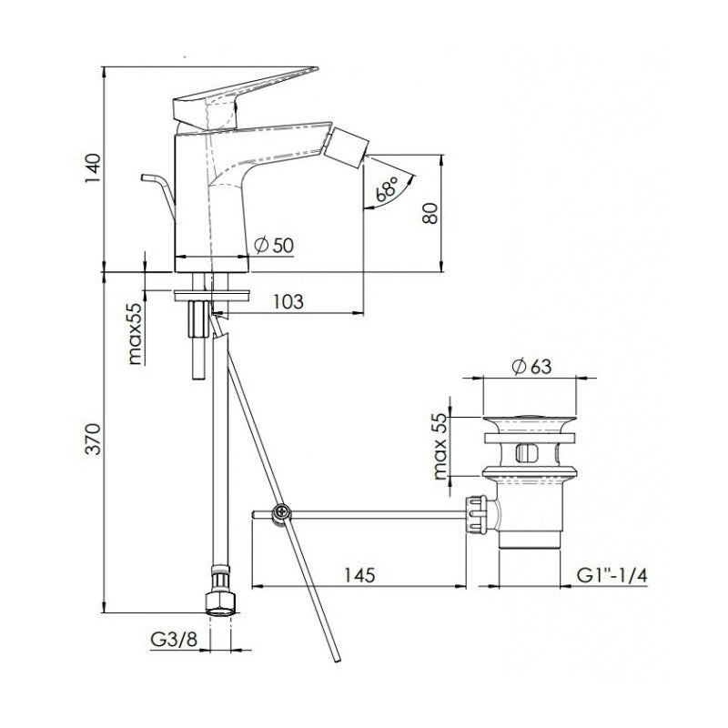 nobili miscelatore monocmando per bidet nobili hof cromo 1 14