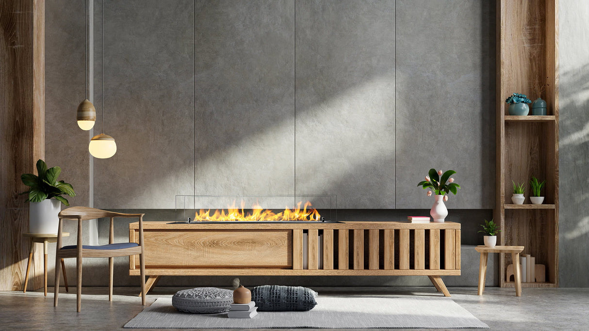 bruciatore per camino a bioetanolo biocamino in acciaio con vetri da 100 cm