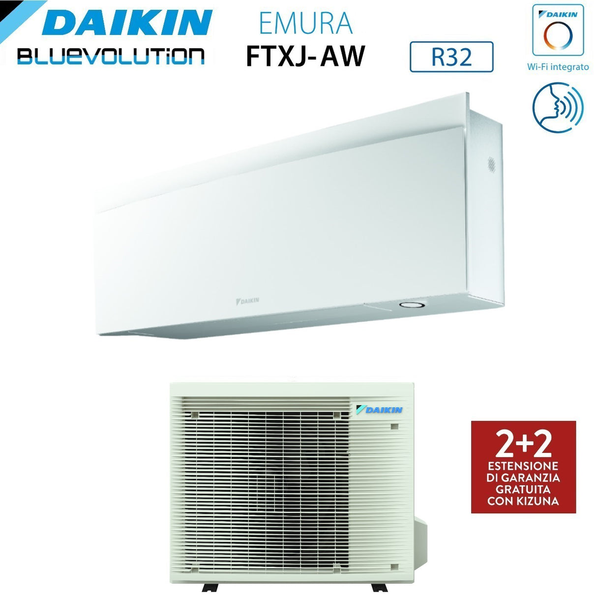 climatizzatore condizionatore daikin bluevolution inverter serie emura white 15000 btu ftxj42aw r 32 wi fi integrato classe a__ garanzia italiana novita