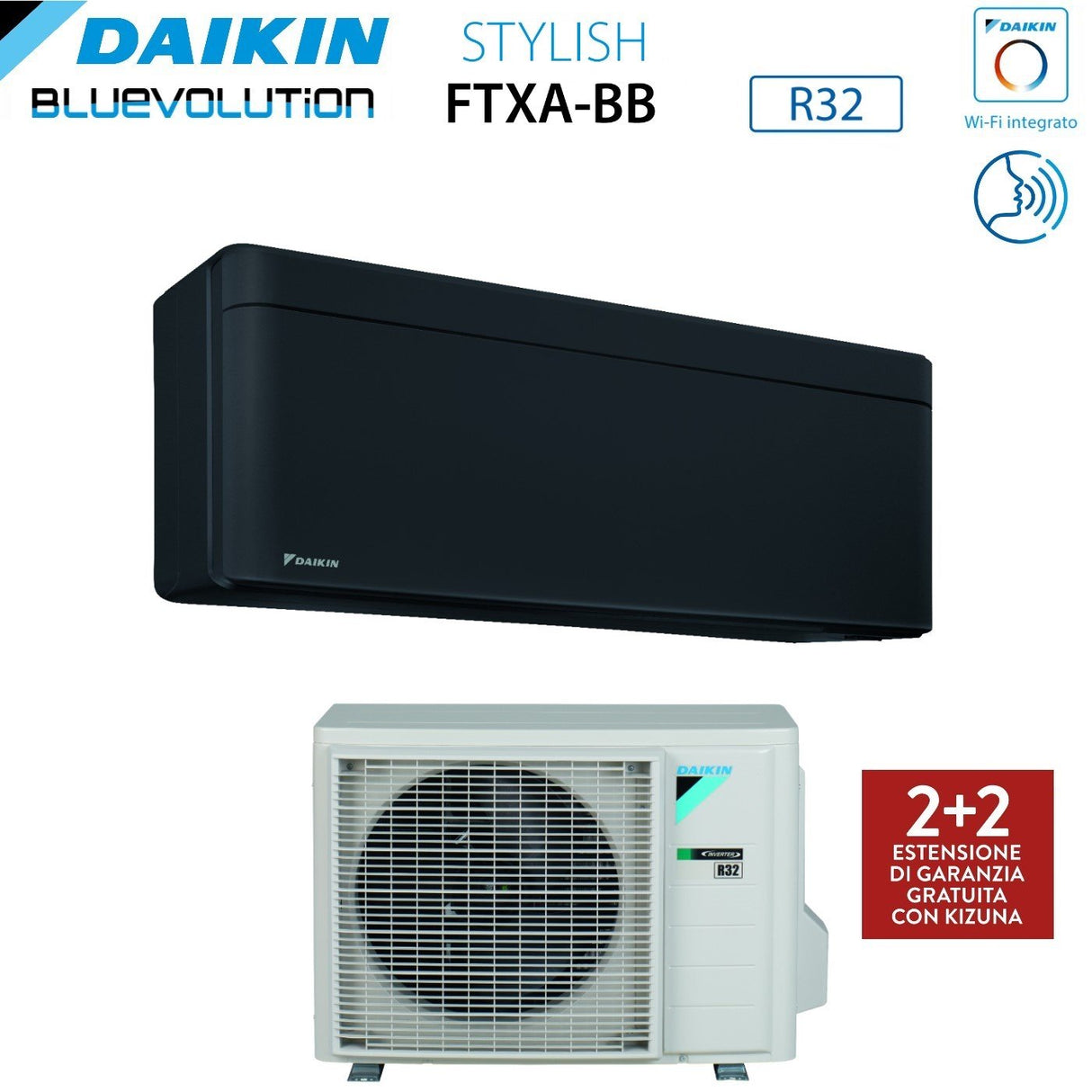 climatizzatore condizionatore daikin bluevolution inverter serie stylish total black 7000 btu ftxa20bb r 32 wi fi integrato classe a___ nero novita 2020 4689