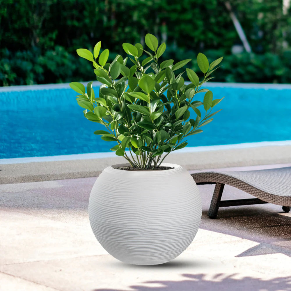 divina garden vaso in resina da esterno interno per piante tondo a sfera di design d 40x33h botticelli bianco ean 8056157808961
