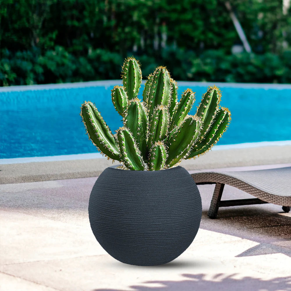 divina garden vaso in resina da esterno interno per piante tondo a sfera di design d 40x33h botticelli grigio ean 8056157808954