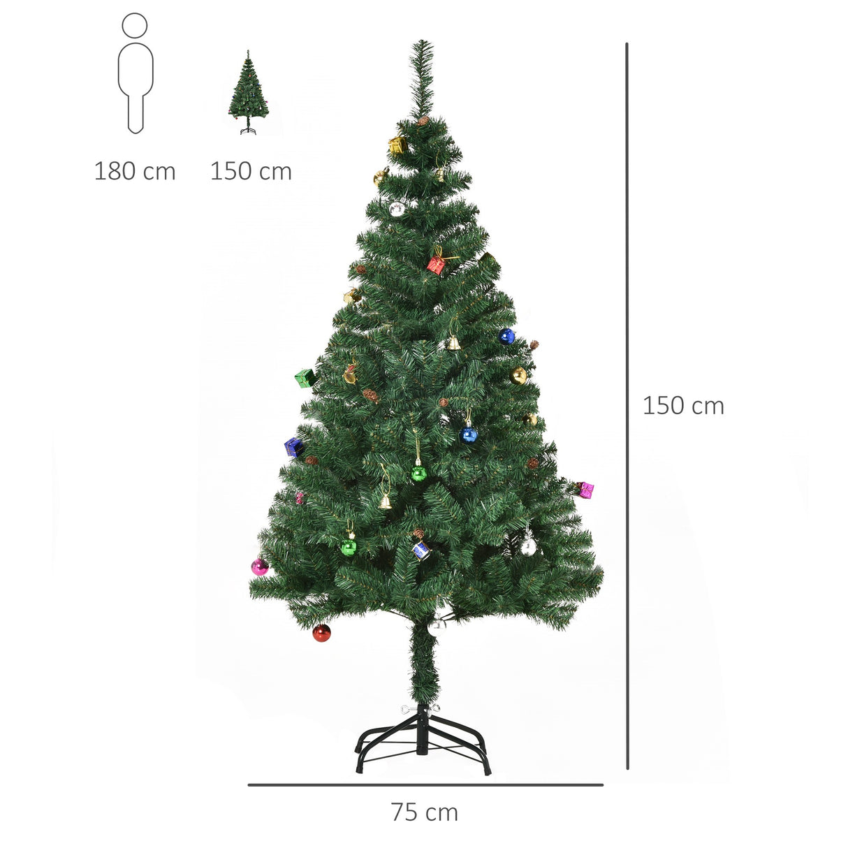 easycomfort easycomfort albero di natale 150cm con 420 rami in pvc ignifughi albero di natale con decorazioni e rami folti verde
