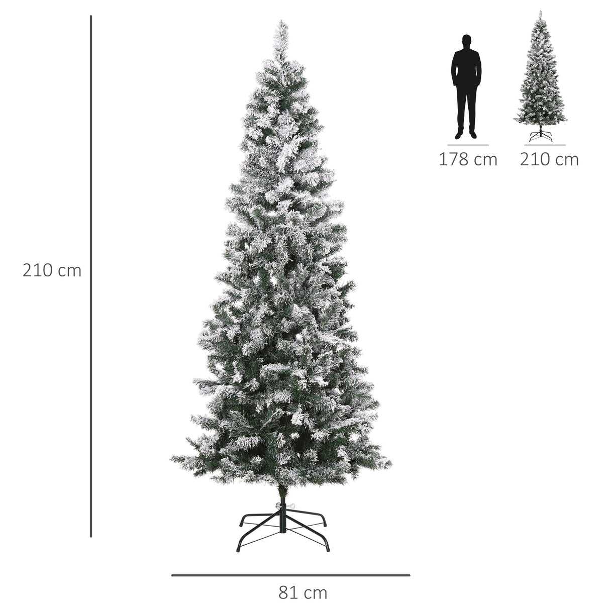 easycomfort easycomfort albero di natale artificiale 210 cm con 631 rami in plastica effetto realistico albero di natale innevato con base in metallo pieghevole decorazioni natalizie verde