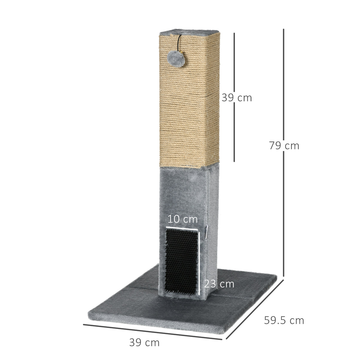 easycomfort easycomfort albero tiragraffi per gatti con 2 palline giocattolo e spazzola in legno iuta e peluche 59 5x39x79 cm grigio
