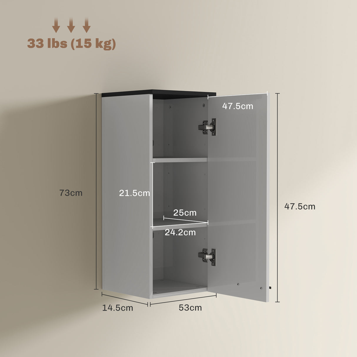 easycomfort easycomfort armadietto bagno da parete con 3 ripiani e mensole regolabili 30x32x73 cm bianco