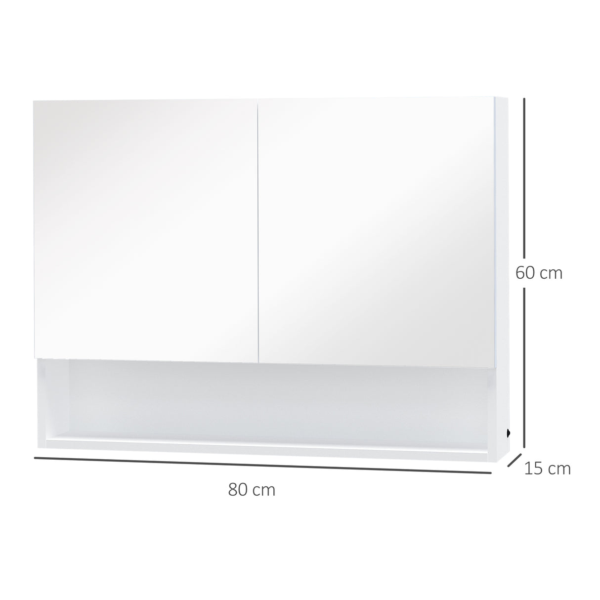 easycomfort easycomfort armadietto con specchio a muro luci a led ripiano aperto e ripiano interno 80x15x60cm