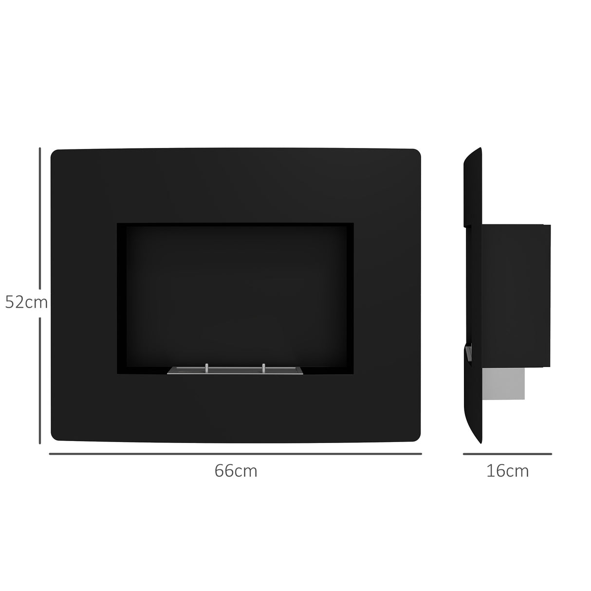 easycomfort easycomfort caminetto a bioetanolo da incasso in acciaio durata 3 3 ore e capacita 0 9l 66x16x52 cm nero