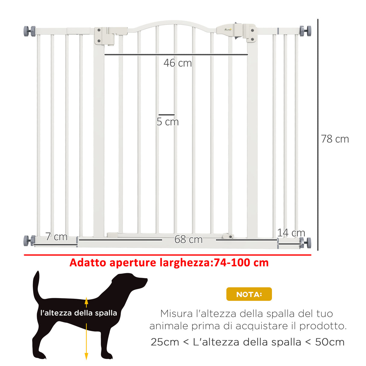 easycomfort easycomfort cancelletto per cani estensibile con 4 viti regolabili in metallo e plastica 74 100x78 cm bianco