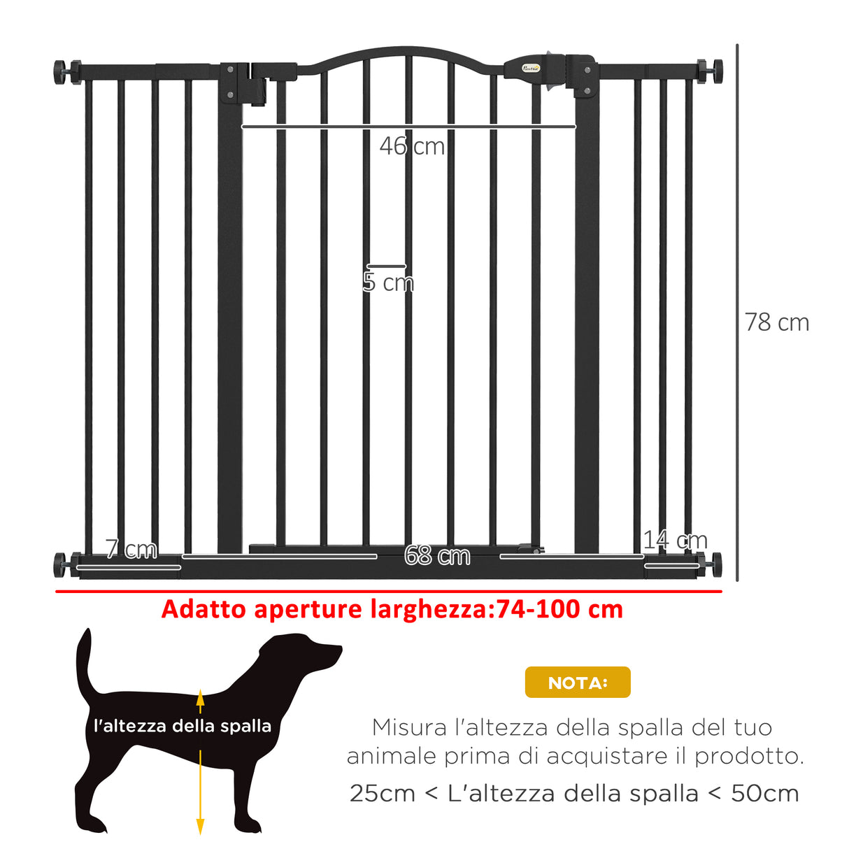 easycomfort easycomfort cancelletto per cani estensibile con 4 viti regolabili in metallo e plastica 74 100x78 cm nero