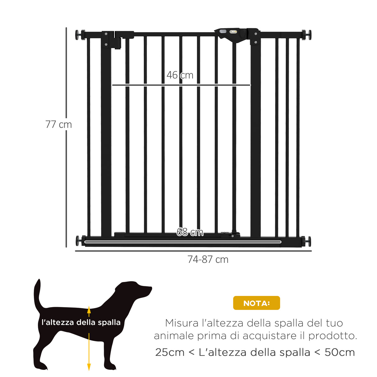 easycomfort easycomfort cancellino per cani a 2 estensioni con larghezza regolabile fino 100 cm e chiusura automatica nero