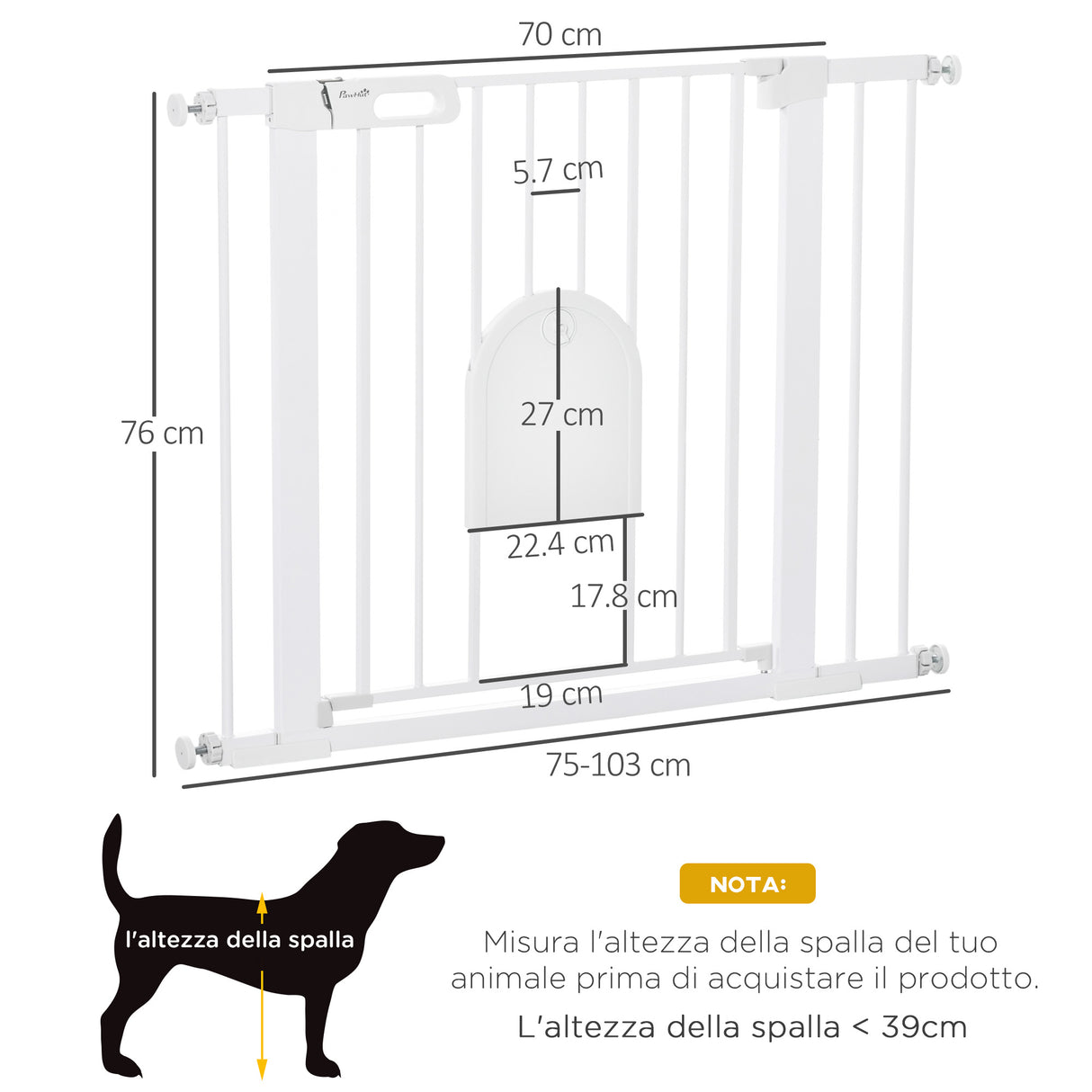 easycomfort easycomfort cancellino per cani regolabile con porta piccola e chiusura automatica 75 103x76cm bianco