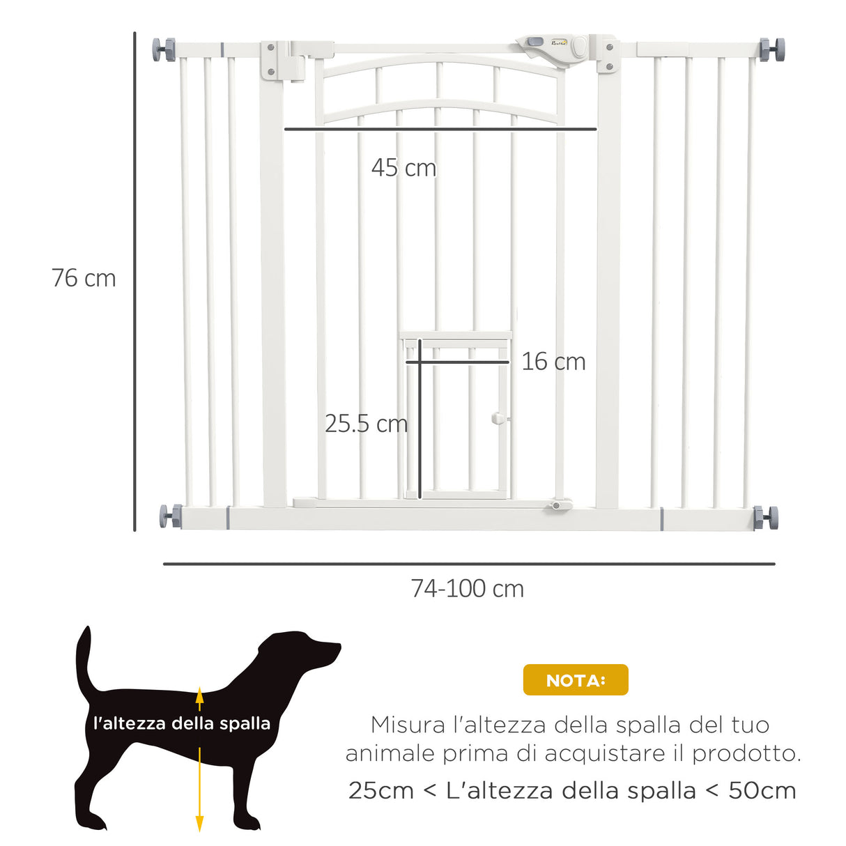 easycomfort easycomfort cancellino per cani taglia piccola e media con chiusura automatica in acciaio e pa 74 100x76 cm bianco