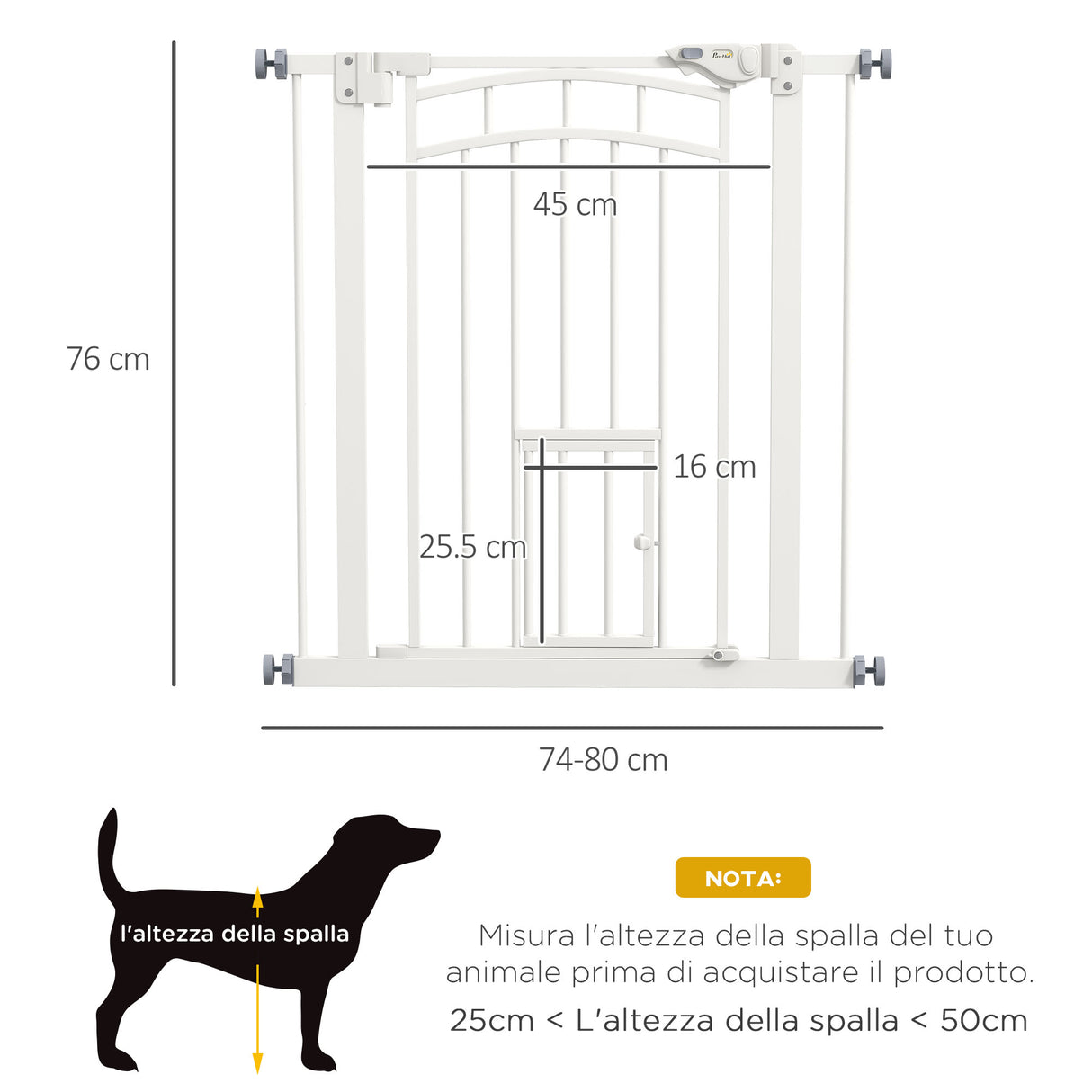 easycomfort easycomfort cancellino per cani taglia piccola e media con chiusura automatica in acciaio e pa 74 80x76 cm bianco