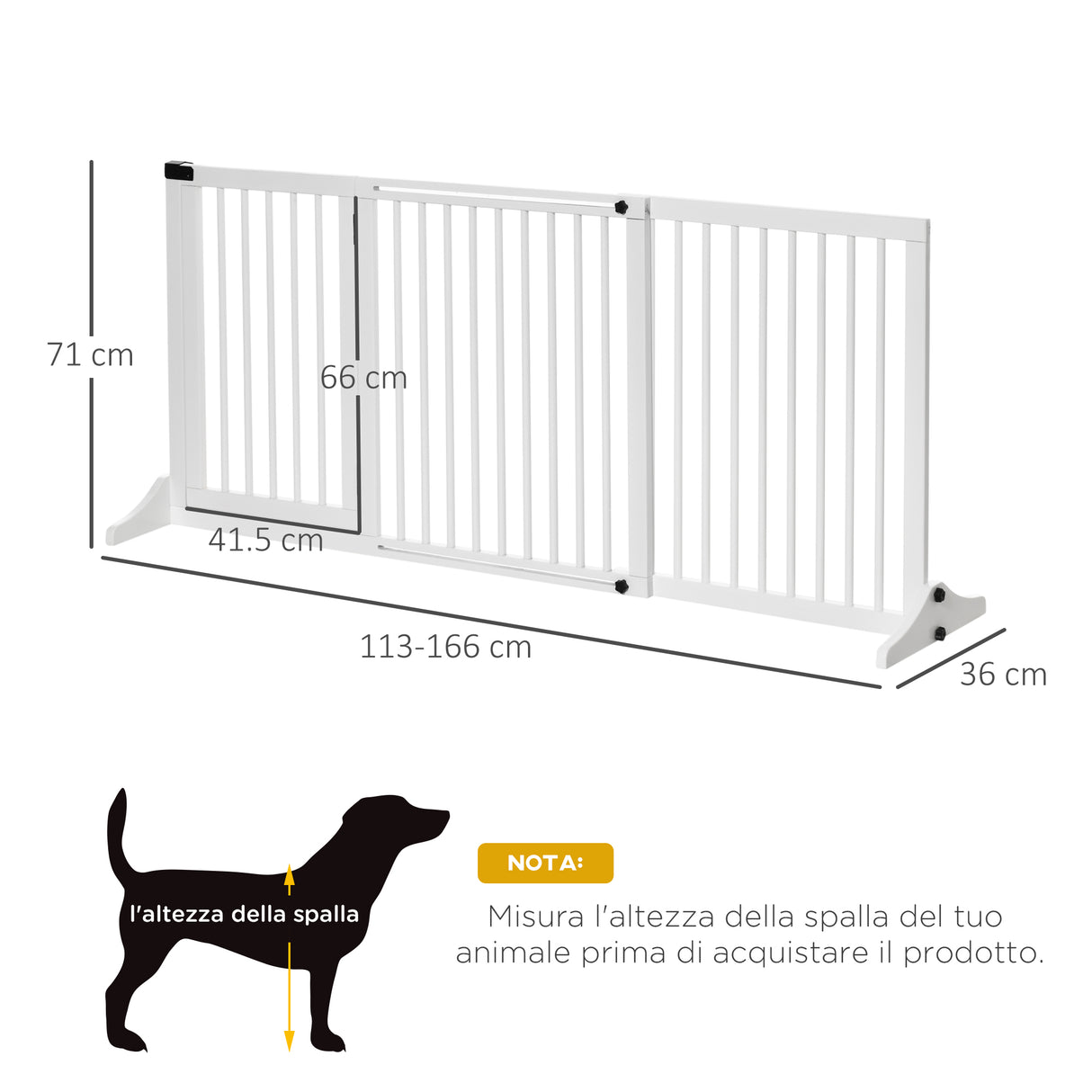 easycomfort easycomfort cancellino per cani taglia regolabile a 3 pannelli in legno di pino 113 166x36x71 cm bianco