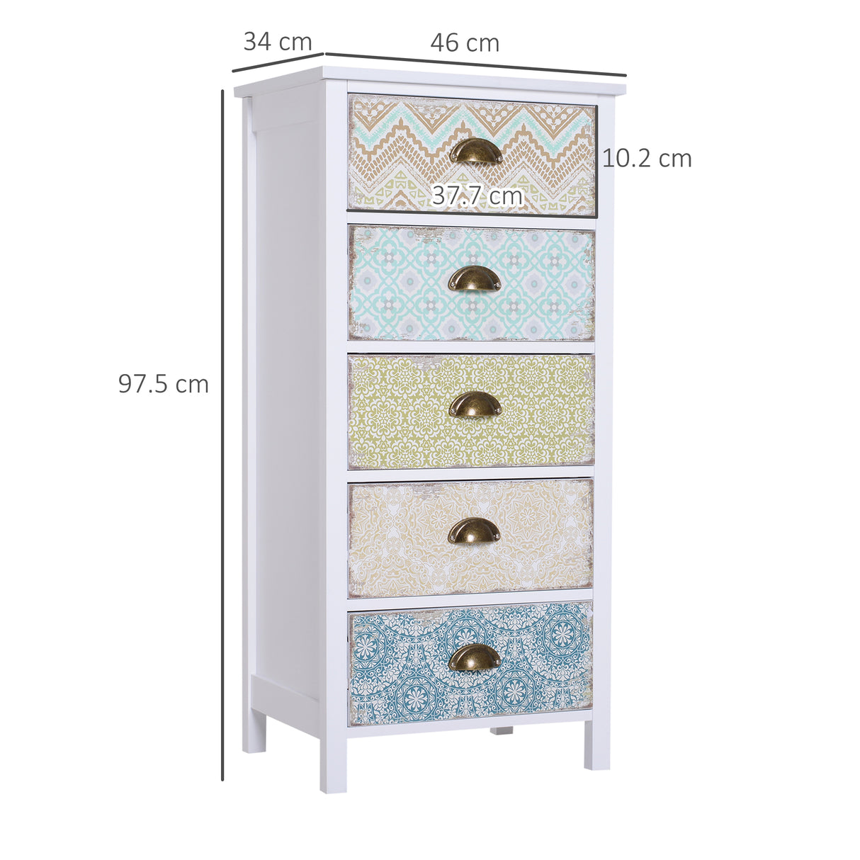 easycomfort easycomfort cassettiera mobiletto vintage con 5 cassetti stile shabby bagno ingresso camera 46 34 97 5cm bianco