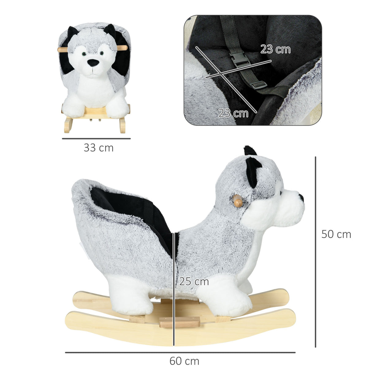 easycomfort easycomfort cavallo a dondolo a forma di cane husky per bambini da 18 36 mesi 60x33x50cm grigio