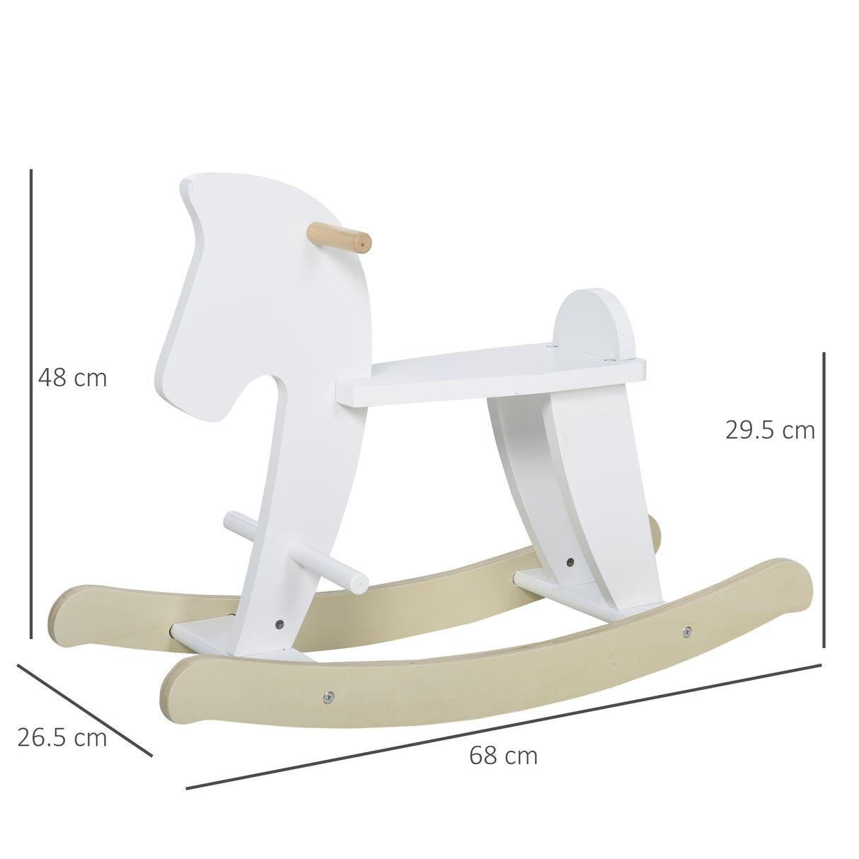 easycomfort easycomfort cavallo a dondolo bambini da 1 3 anni in legno con maniglie e poggiapiedi 68x26 5x48 cm bianco