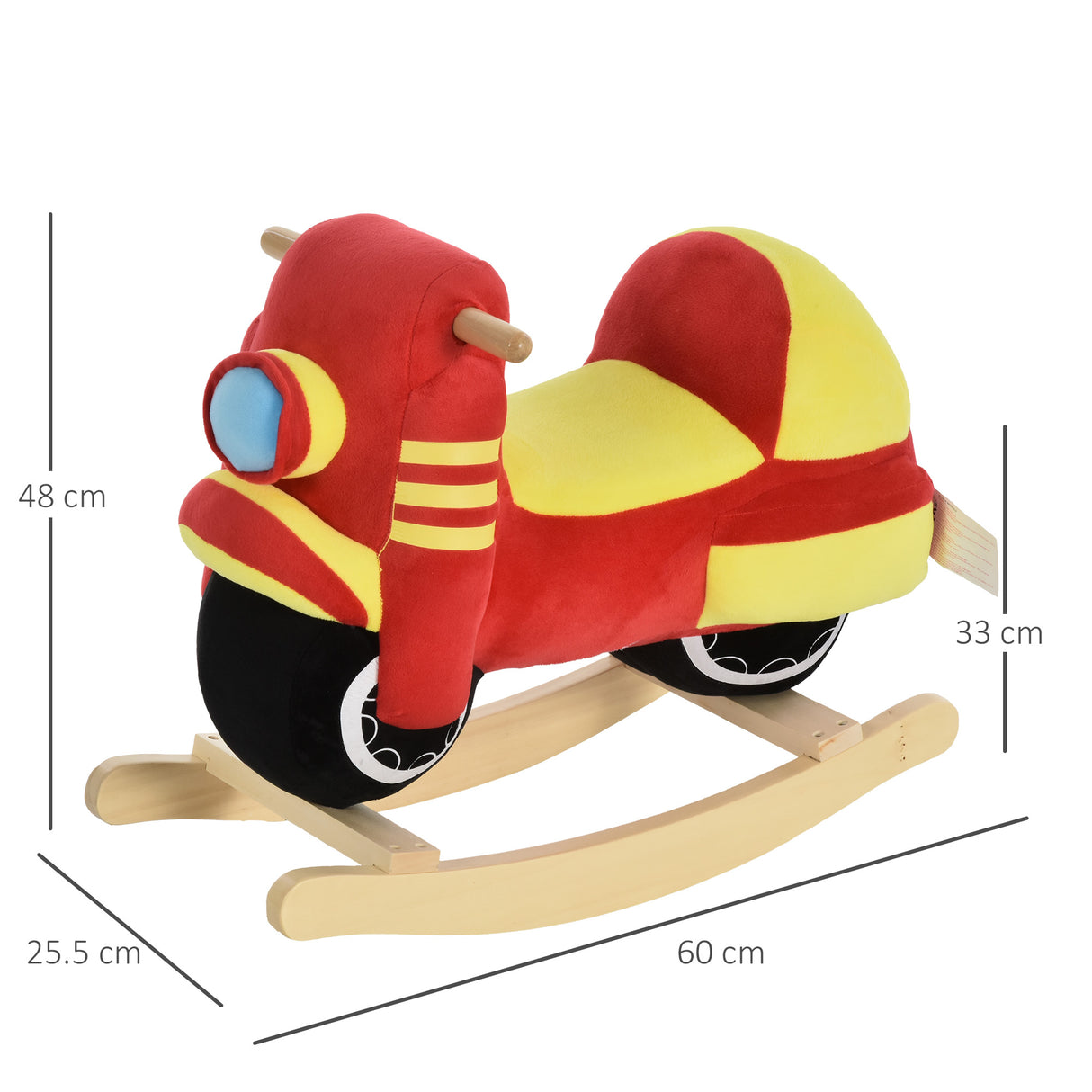 easycomfort easycomfort cavallo a dondolo per bambini 18 36 mesi a forma di moto cavallo per bambini cavalcabile in legno e peluche suoni realistici max 40kg rosso e giallo