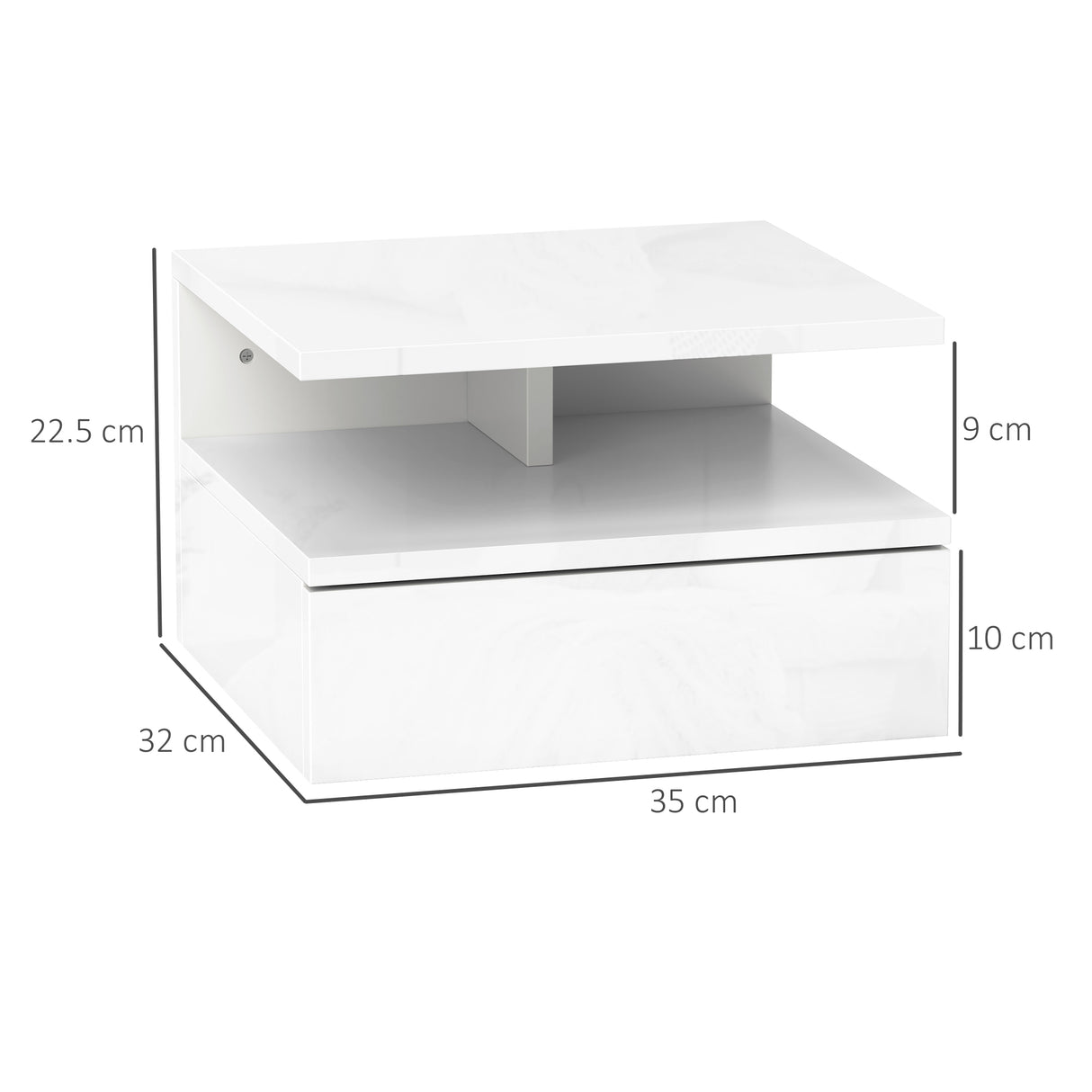 easycomfort easycomfort comodino sospeso per camera da letto con cassetto e ripiano aperto in legno 35x32x22 5 cm bianco