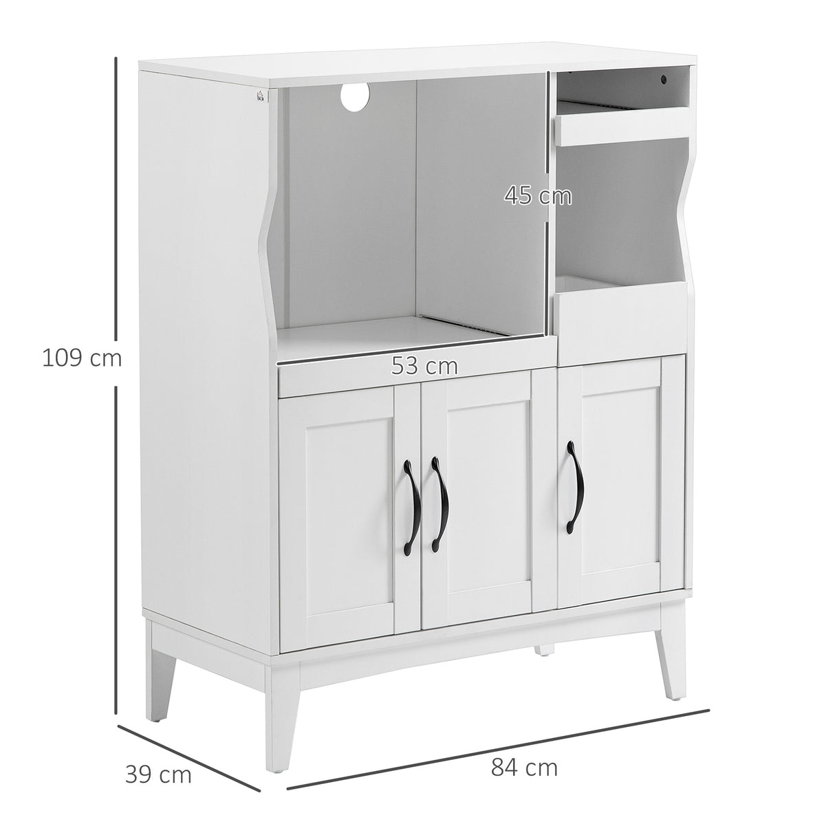 easycomfort easycomfort credenza cucina salvaspazio con 2 armadietti e 2 ripiani estraibili in legno 84x39x109 cm bianco