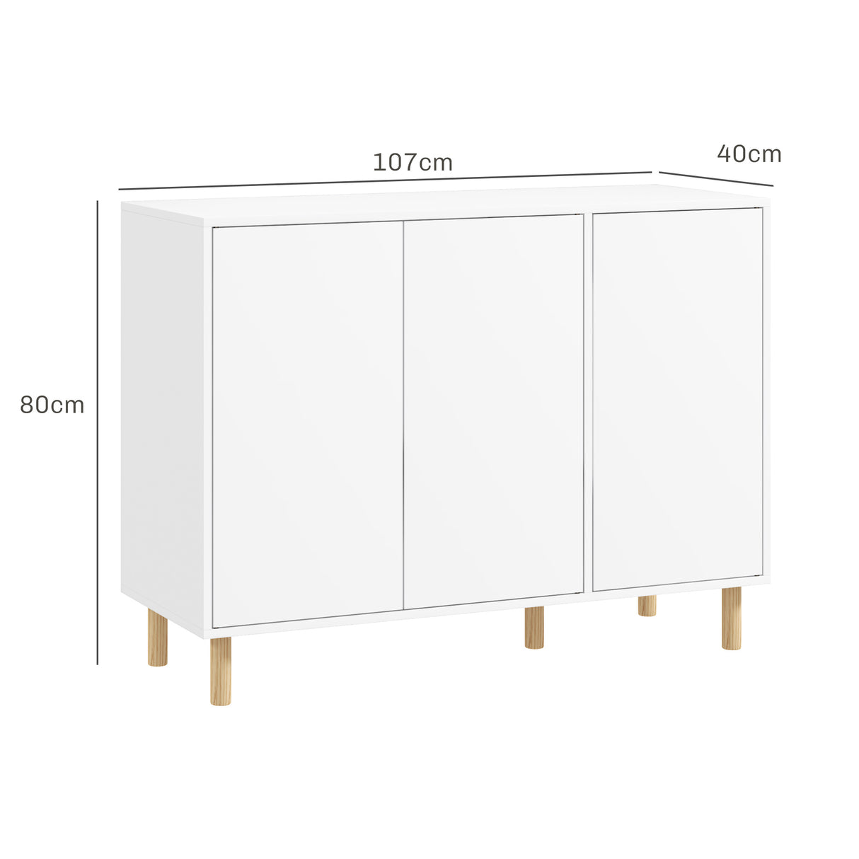 easycomfort easycomfort credenza moderna con 2 armadietti a 3 ripiani in legno 107x40x80 cm bianco