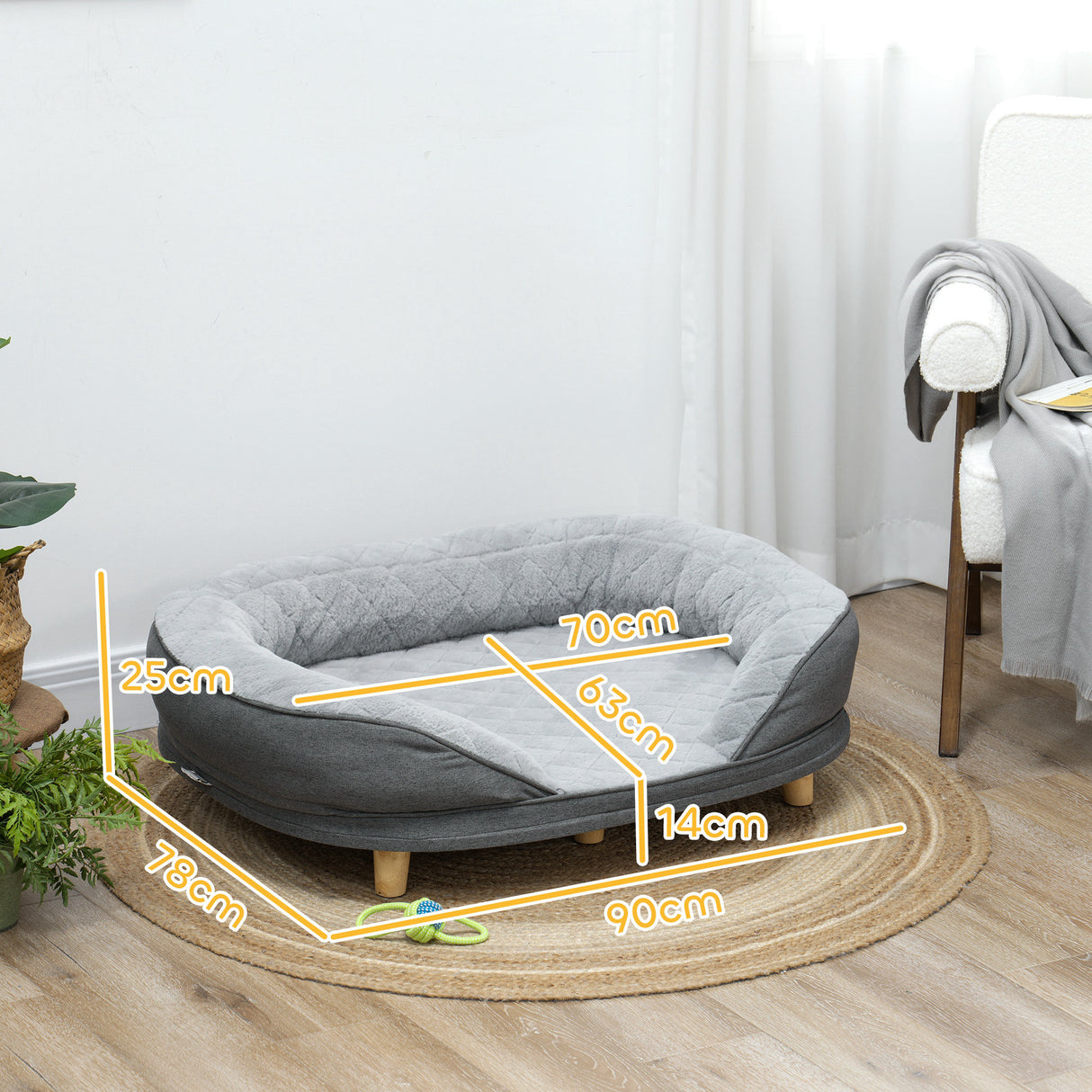 easycomfort easycomfort cuccia divano per cani con imbottitura lettino per cani taglia grande e media fino 25kg 90x78x25cm grigio