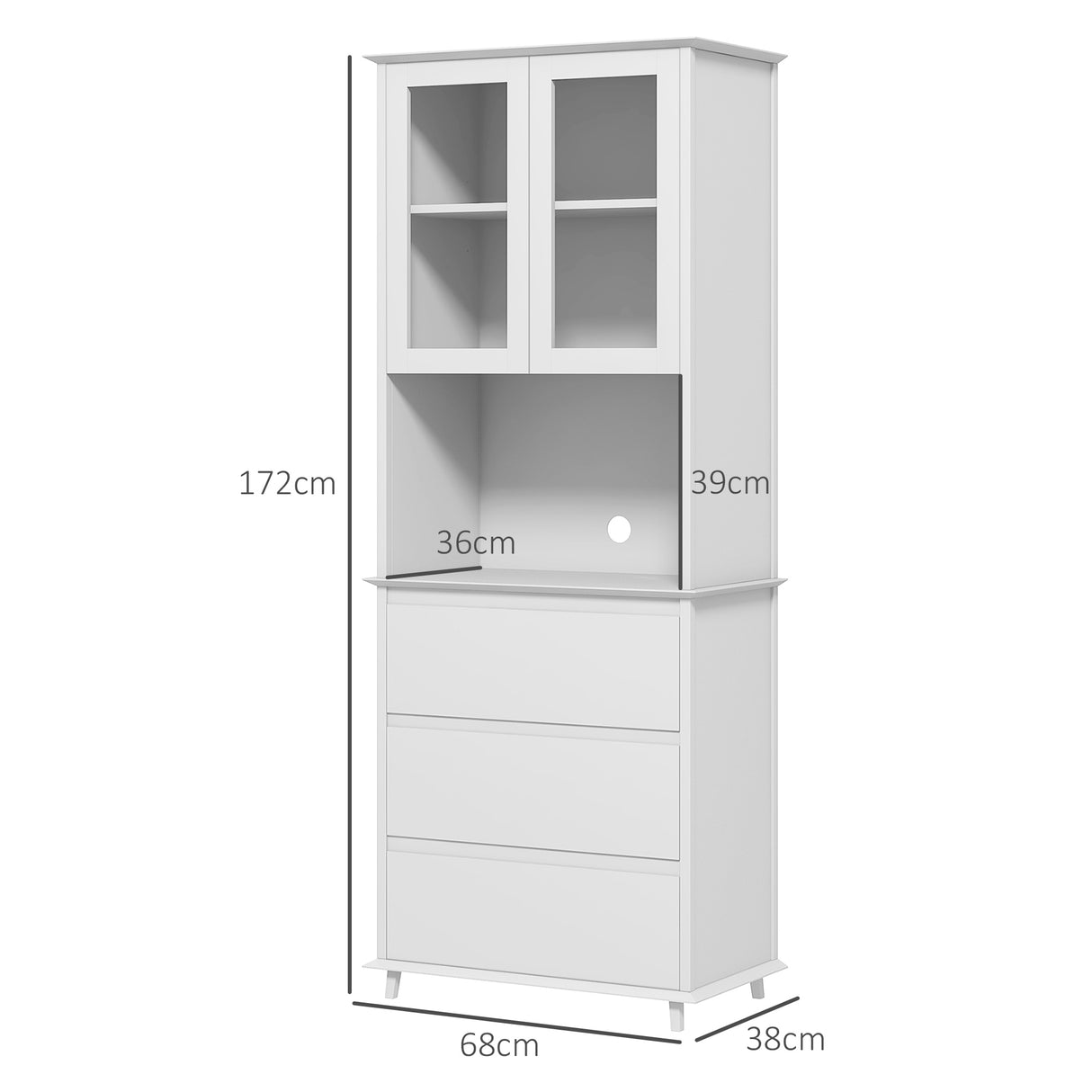 easycomfort easycomfort dispensa cucina alta con armadietto a 2 livelli e 3 cassetti in mdf 68x38x172 cm bianco