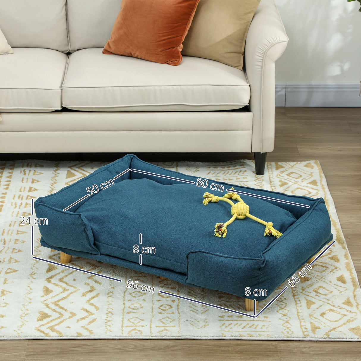 easycomfort easycomfort divano lettino per cani grandi fino 30 kg da interno con cuscino rimovibile 96x66x24 cm blu