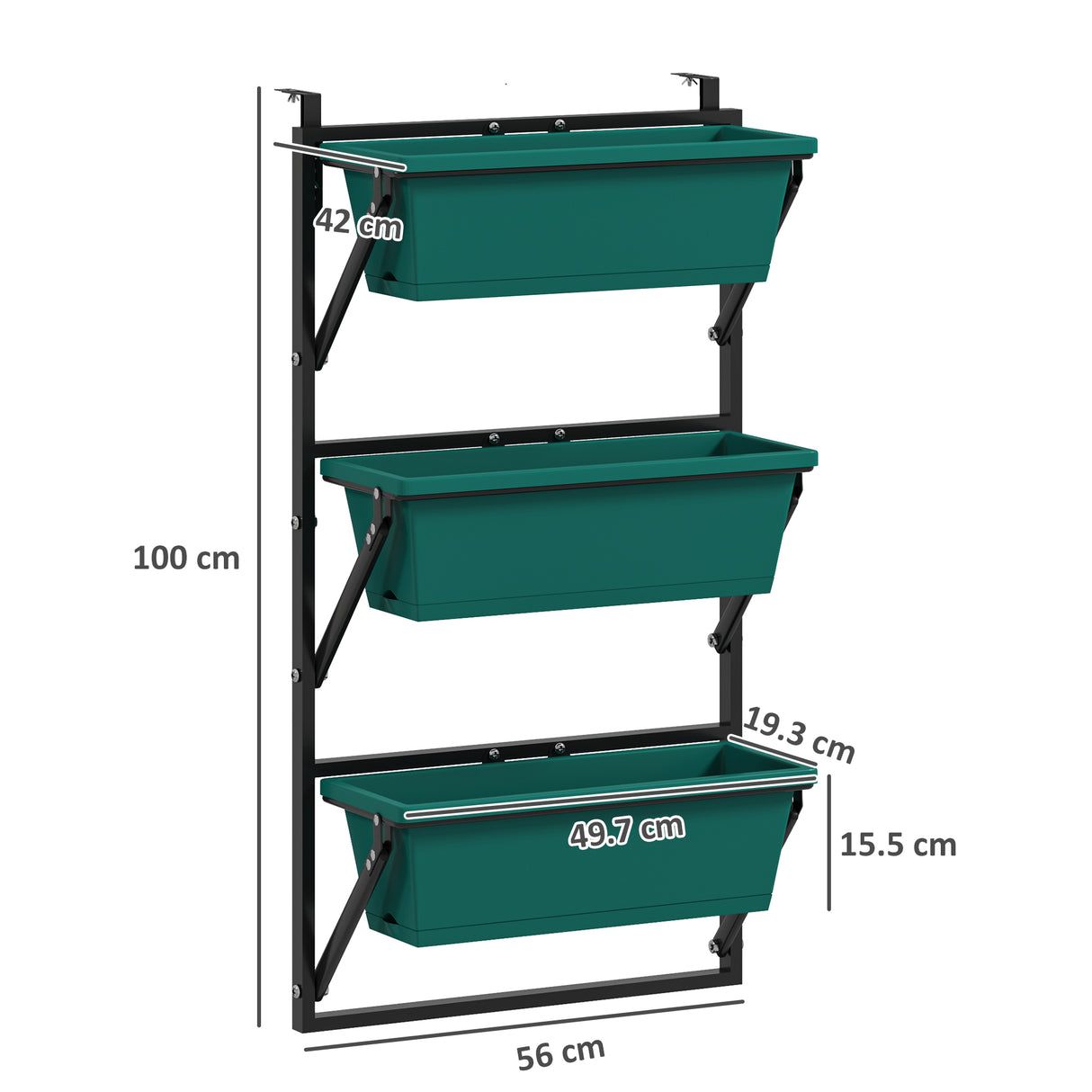 easycomfort easycomfort fioriera da esterno verticale e 3 vasi per piante in plastica con fori di drenaggio 56x42x100 cm verde