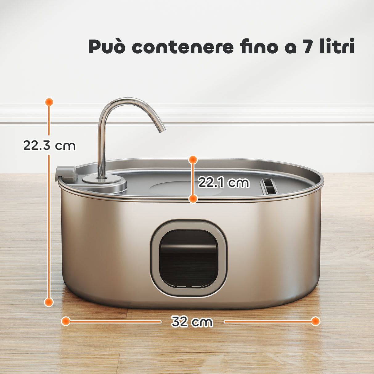 easycomfort easycomfort fontanella per gatto da 7l con luce led e spazzola in acciaio inox 304 32x22 1x22 3 cm argento