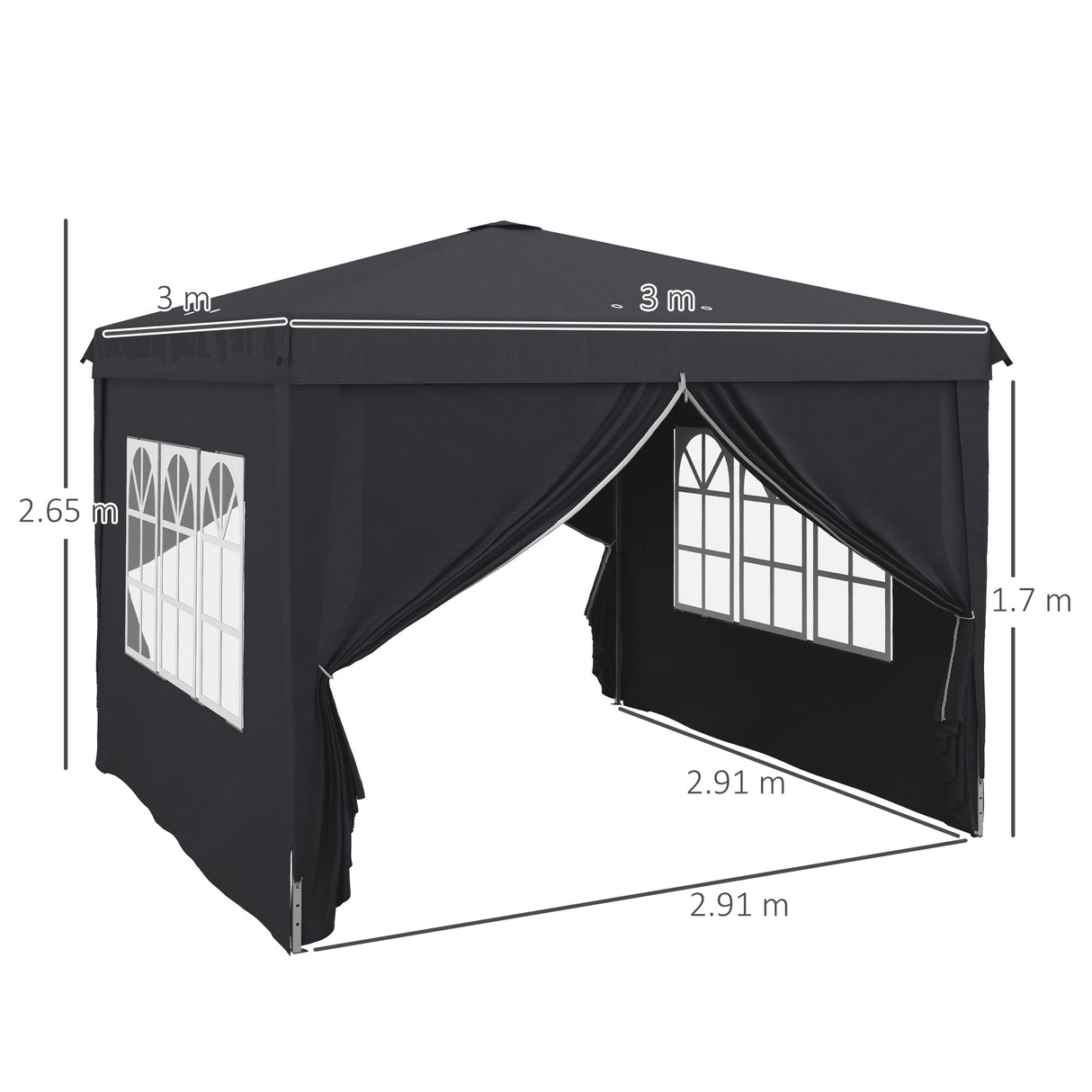 easycomfort easycomfort gazebo 3x3 ad altezza regolabile con fori di drenaggio e borsa da trasporto in metallo grigio