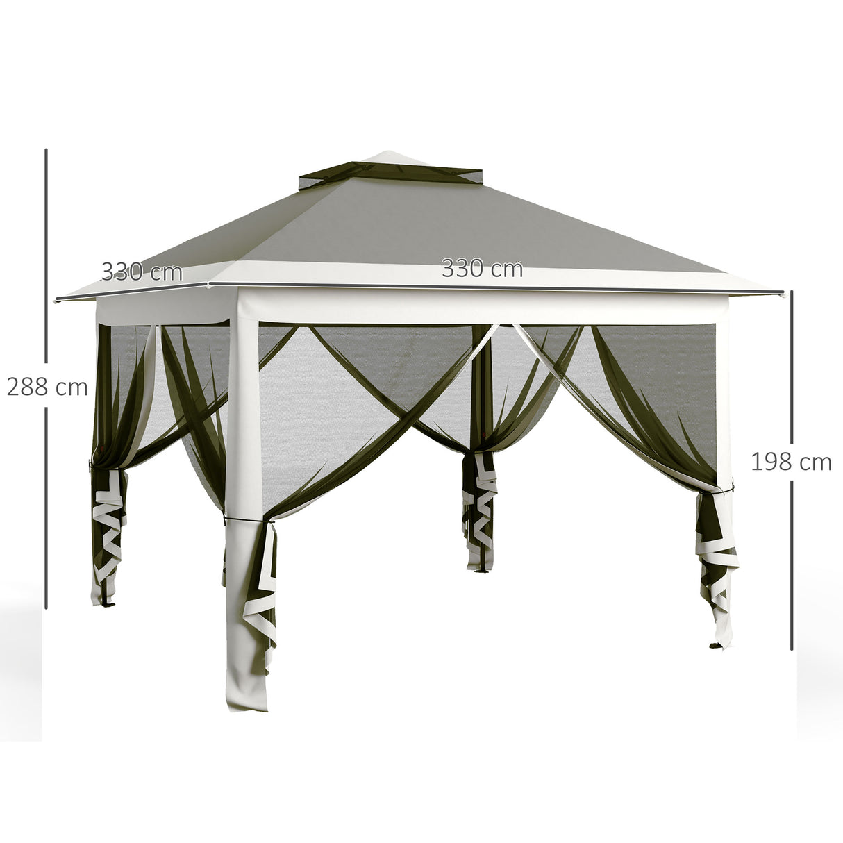easycomfort easycomfort gazebo da esterno ad altezza regolabile con zanzariere in metallo e tessuto oxford 3 3x3 3x2 8 m grigio scuro